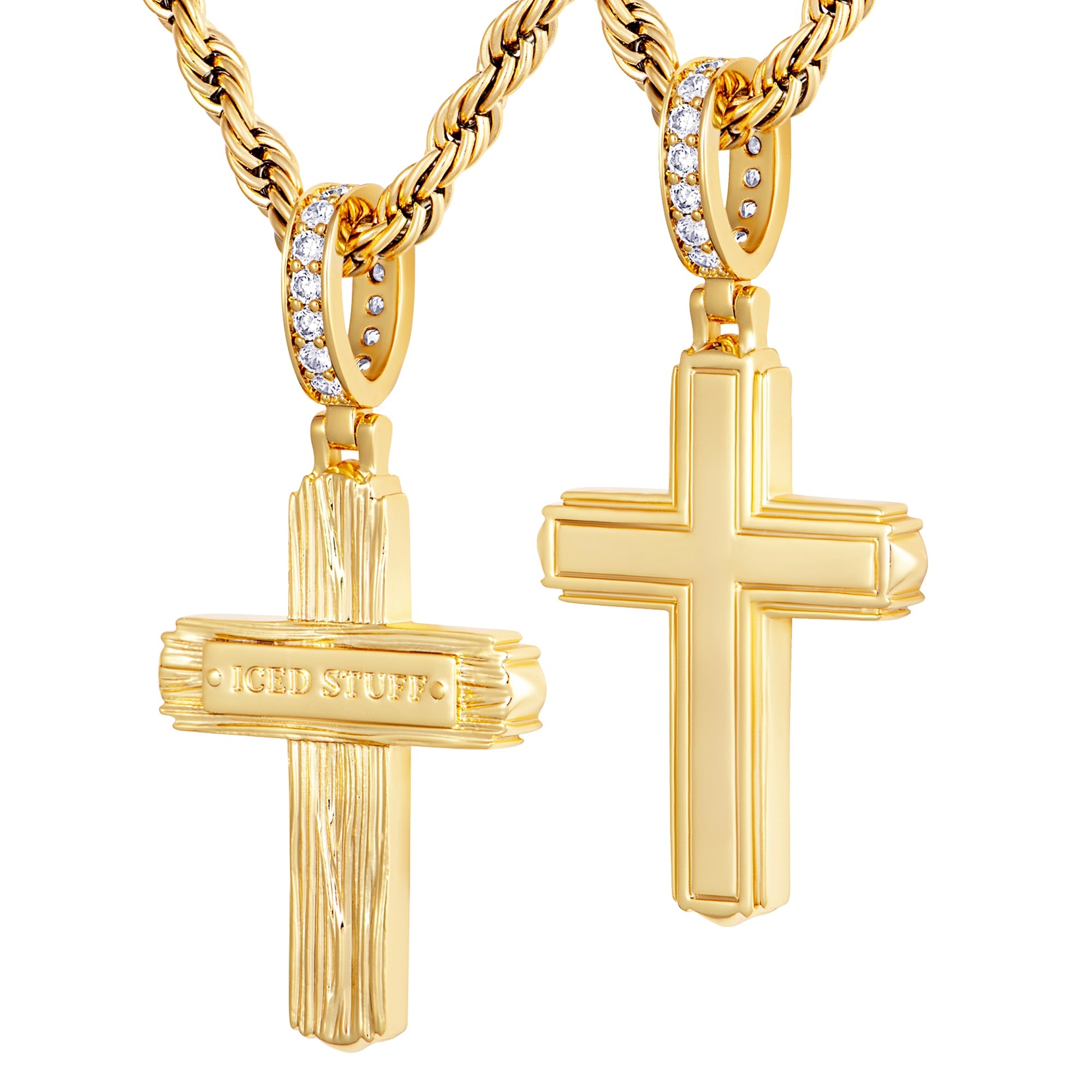 Flip Cross Pendant Double-Sided Cross Gold