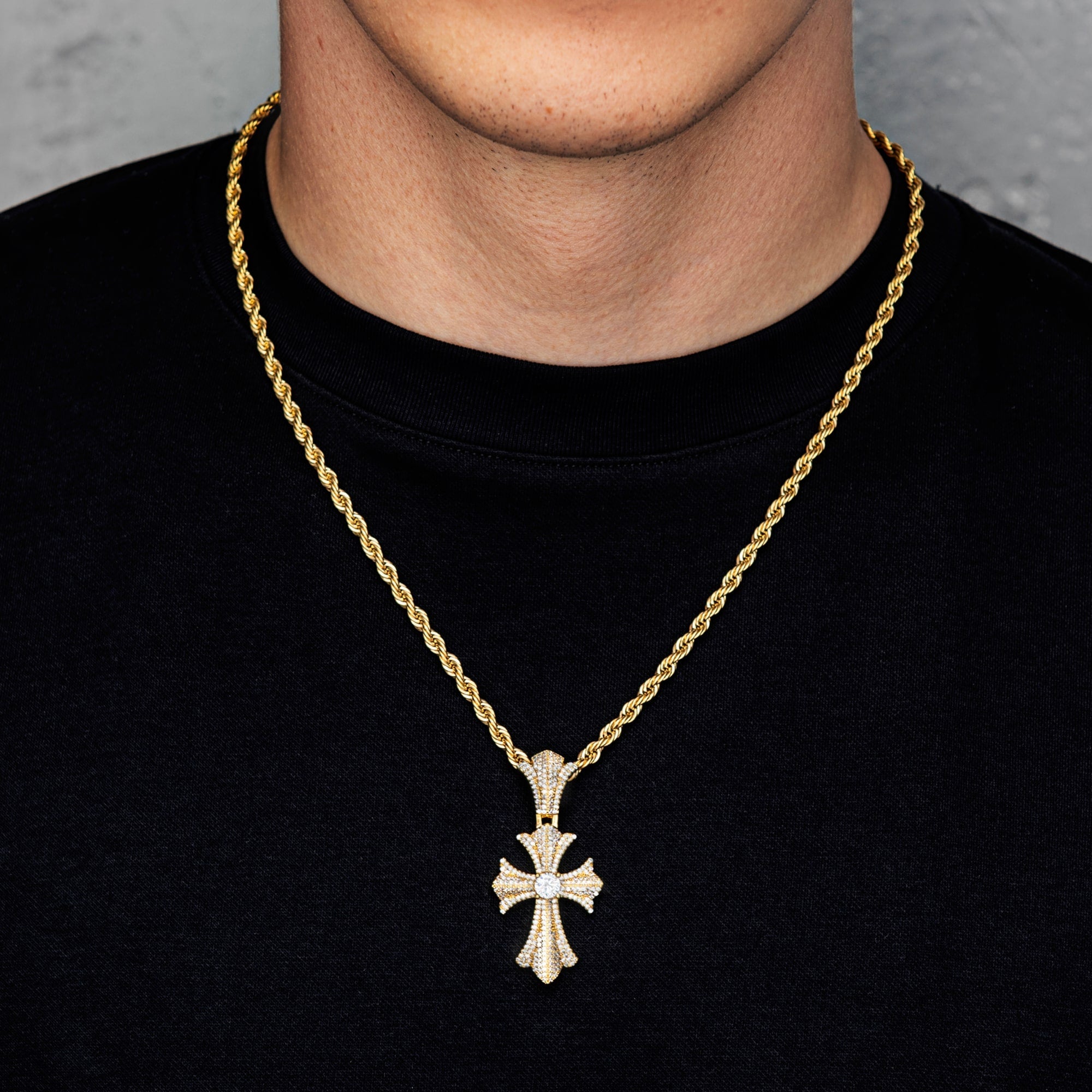 Diamond Reborn Cross Pendant Gold