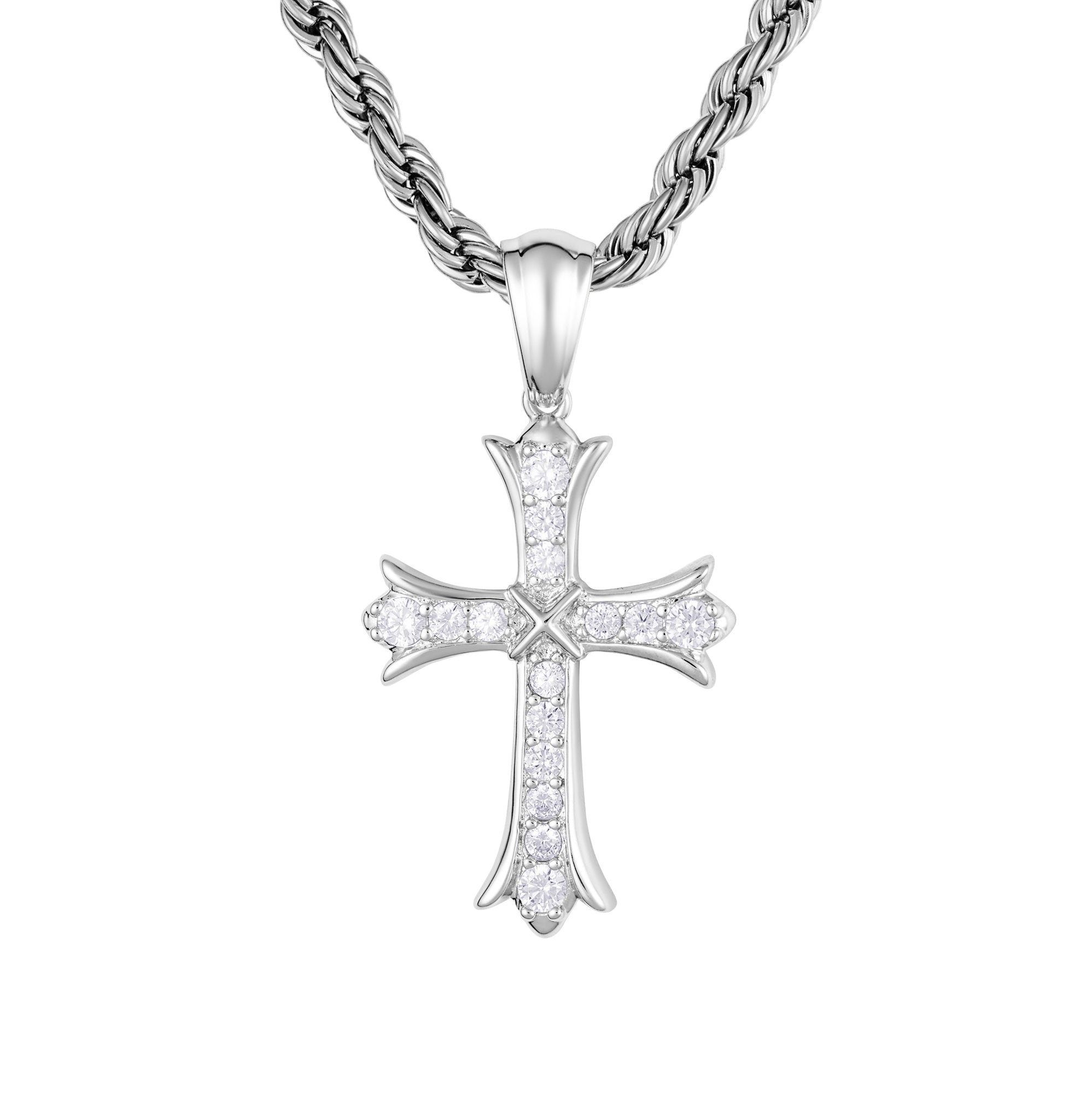 Sharp Cross Pendant White Gold