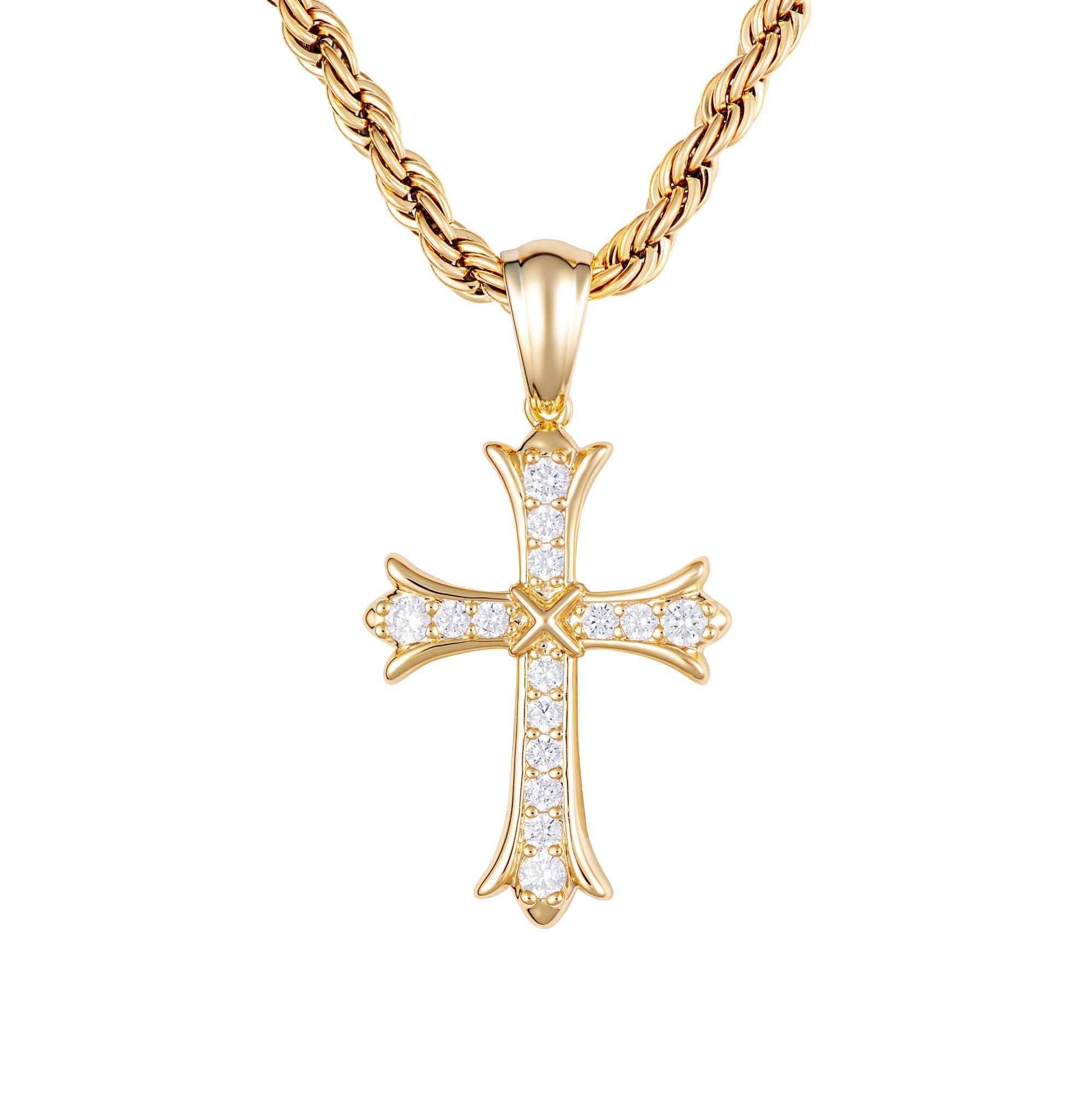 Sharp Cross Pendant | Sharp Cross Gold | ICED STUFF®