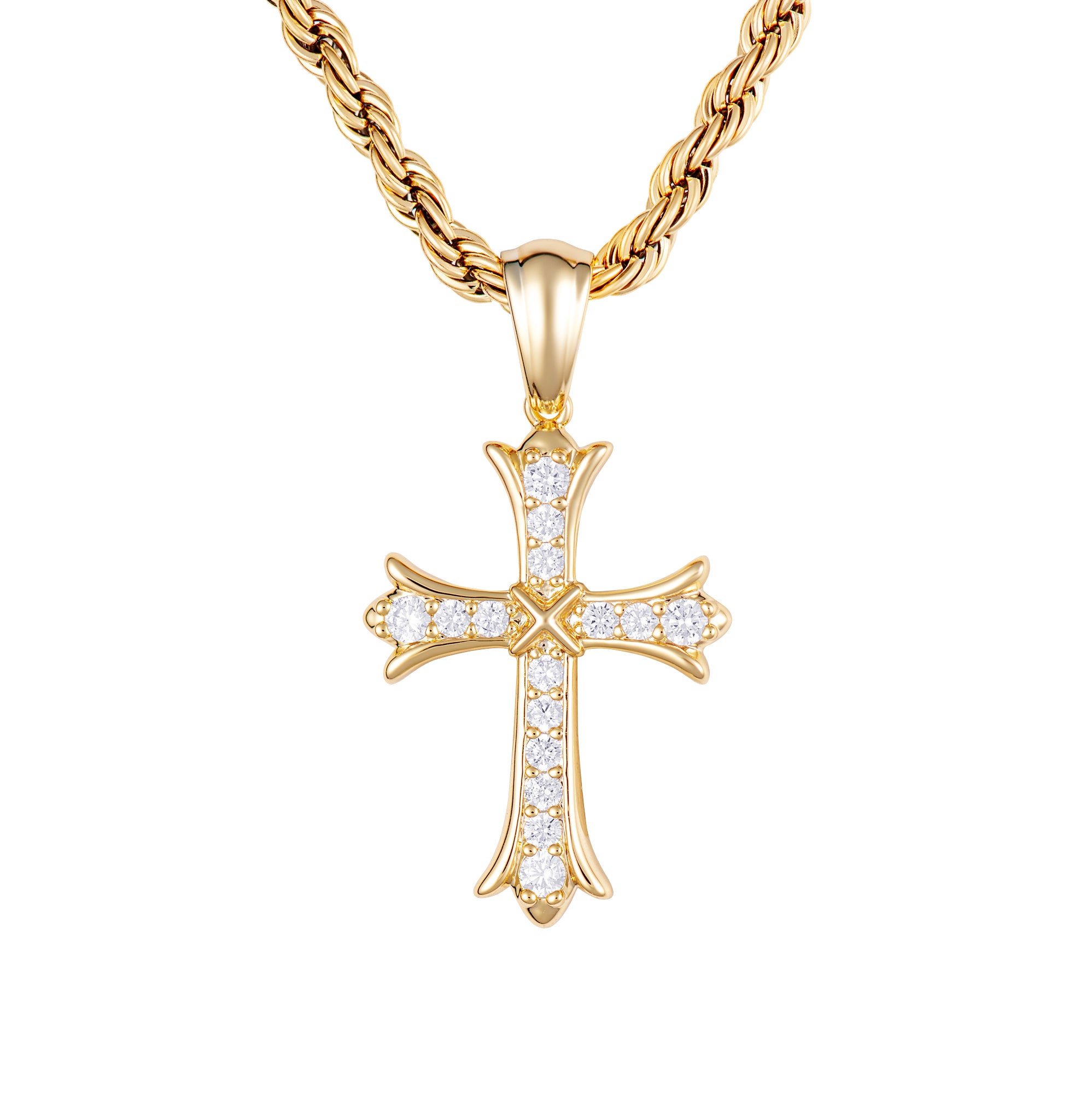 Sharp Cross Pendant Gold