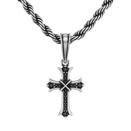 Micro Sharp Cross RAW Pendant White Gold
