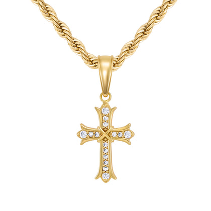 Micro Sharp Cross Gold Pendant