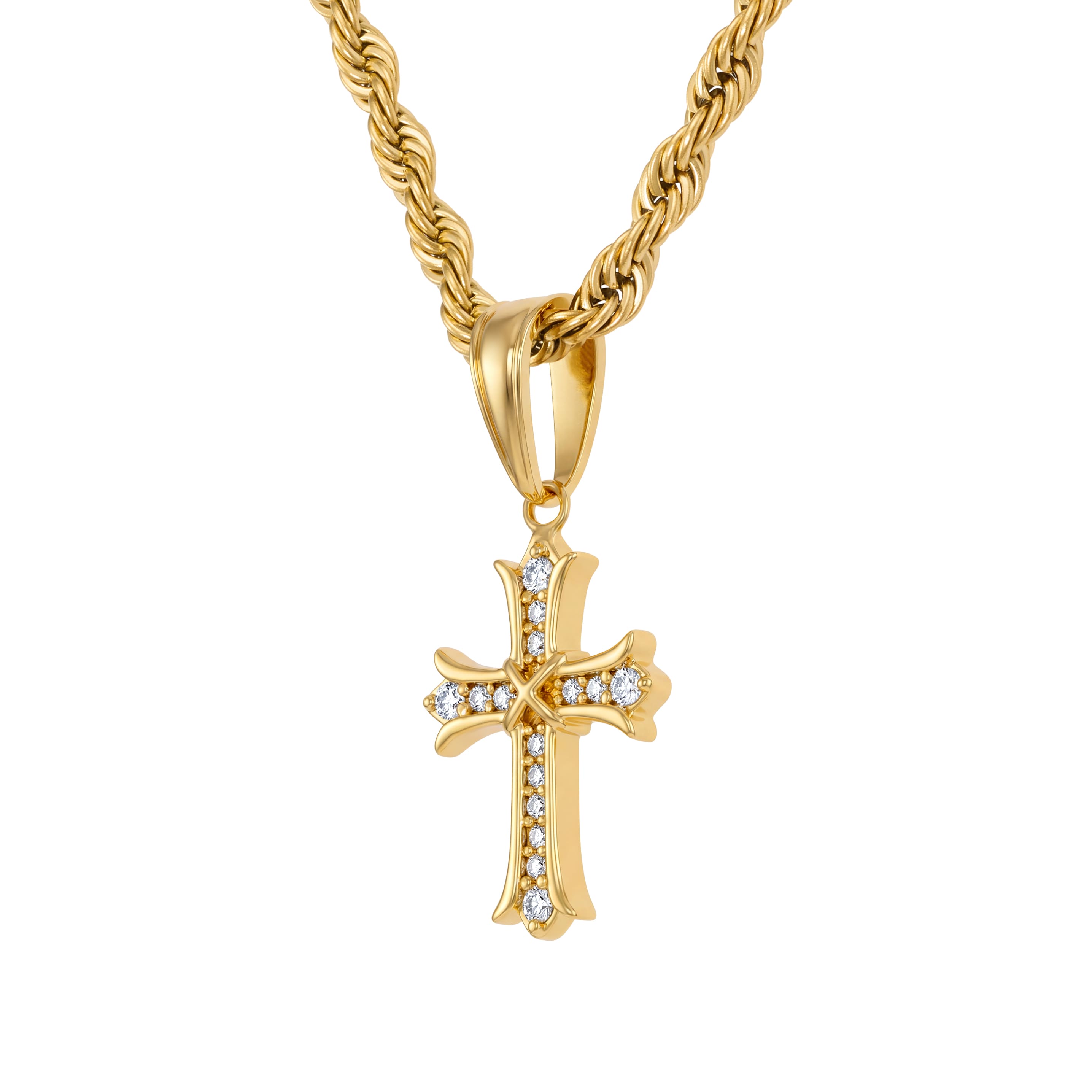 Micro Sharp Cross Gold Pendant