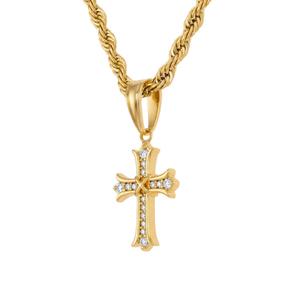 Micro Sharp Cross Gold Pendant