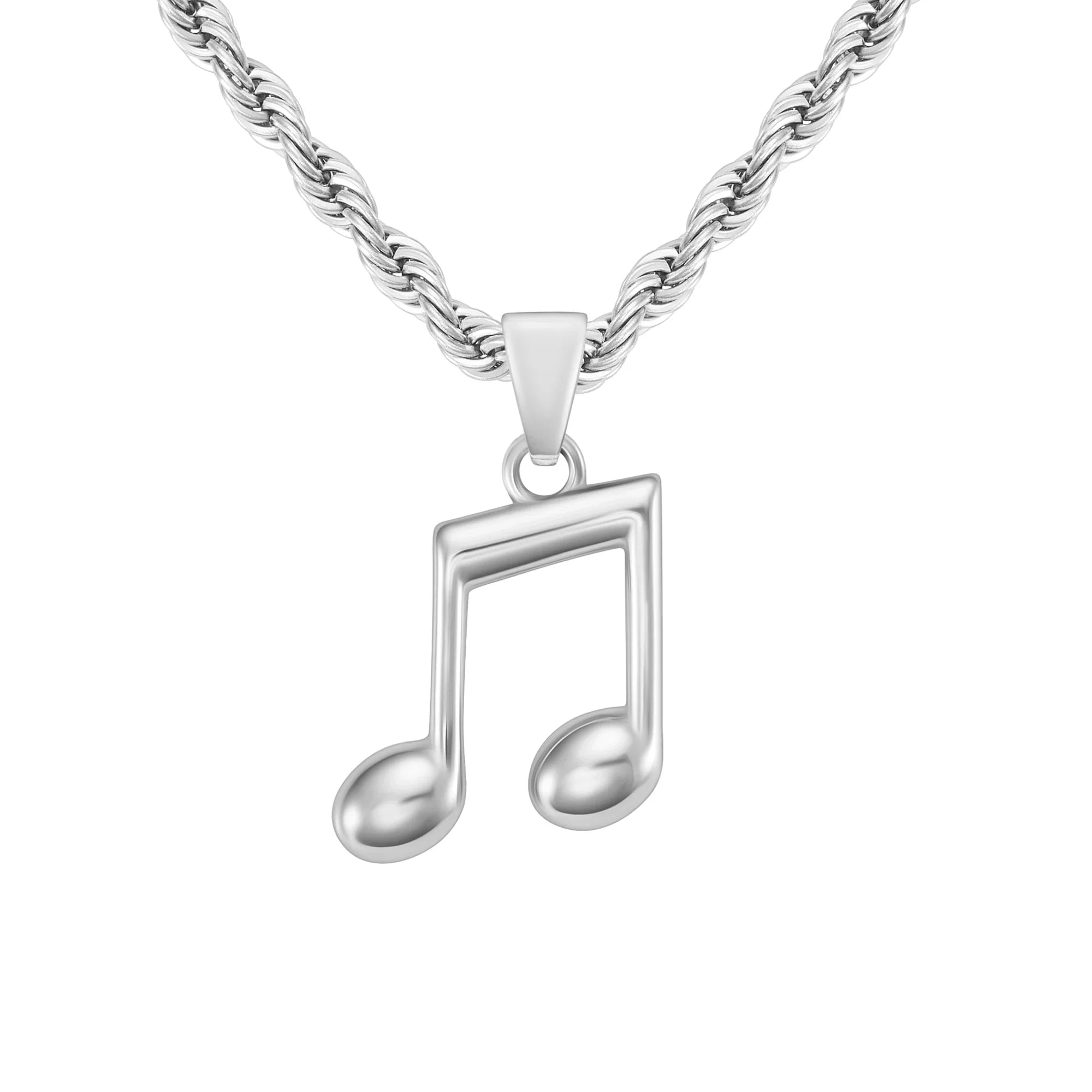 Note Pendant, White Gold