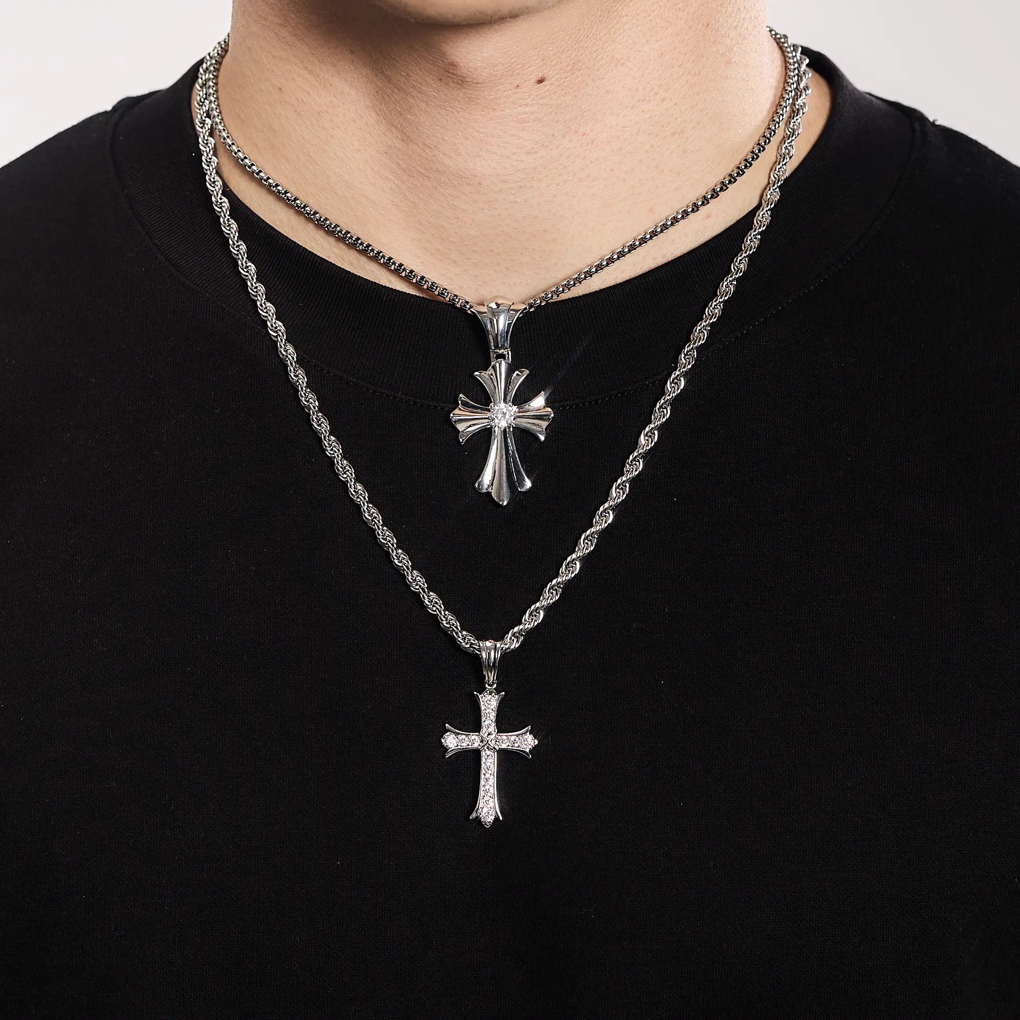 Sharp Cross Pendant White Gold