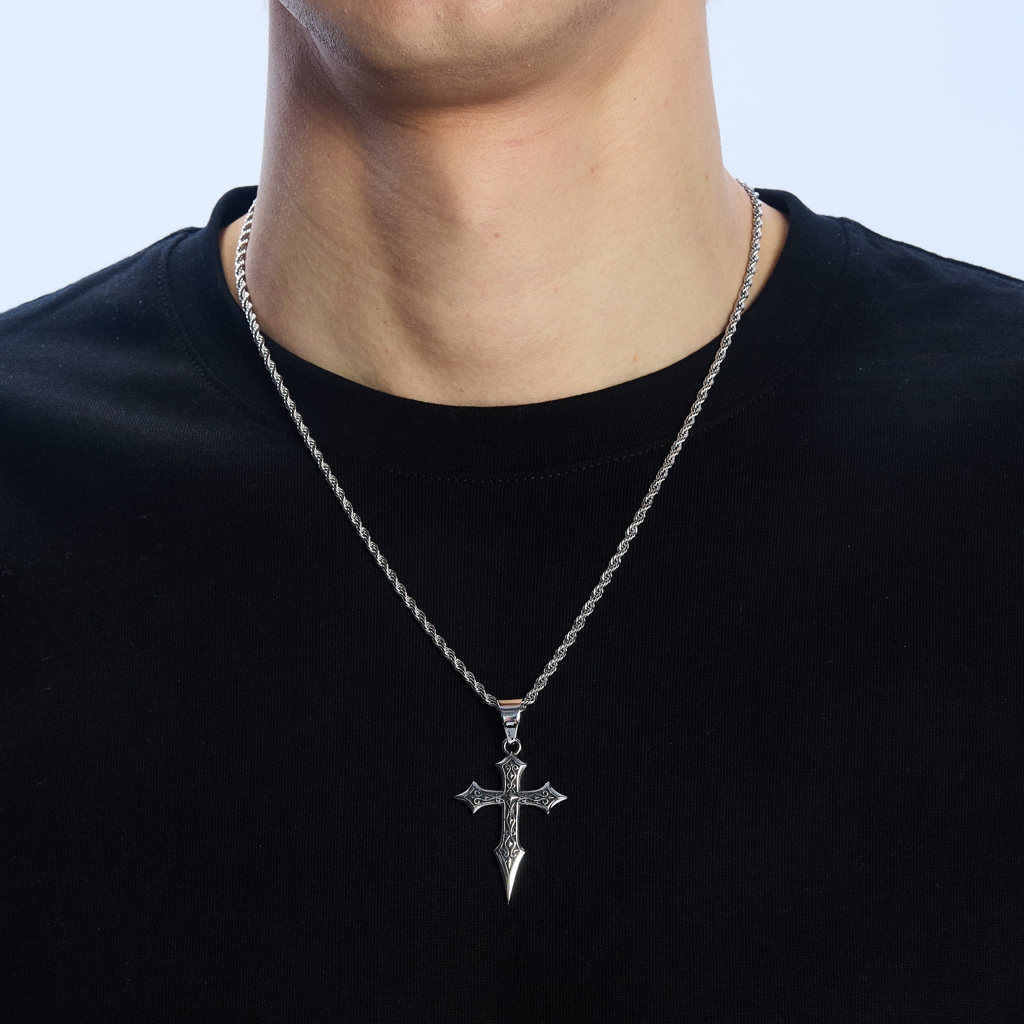 Viking Cross Pendant, White Gold