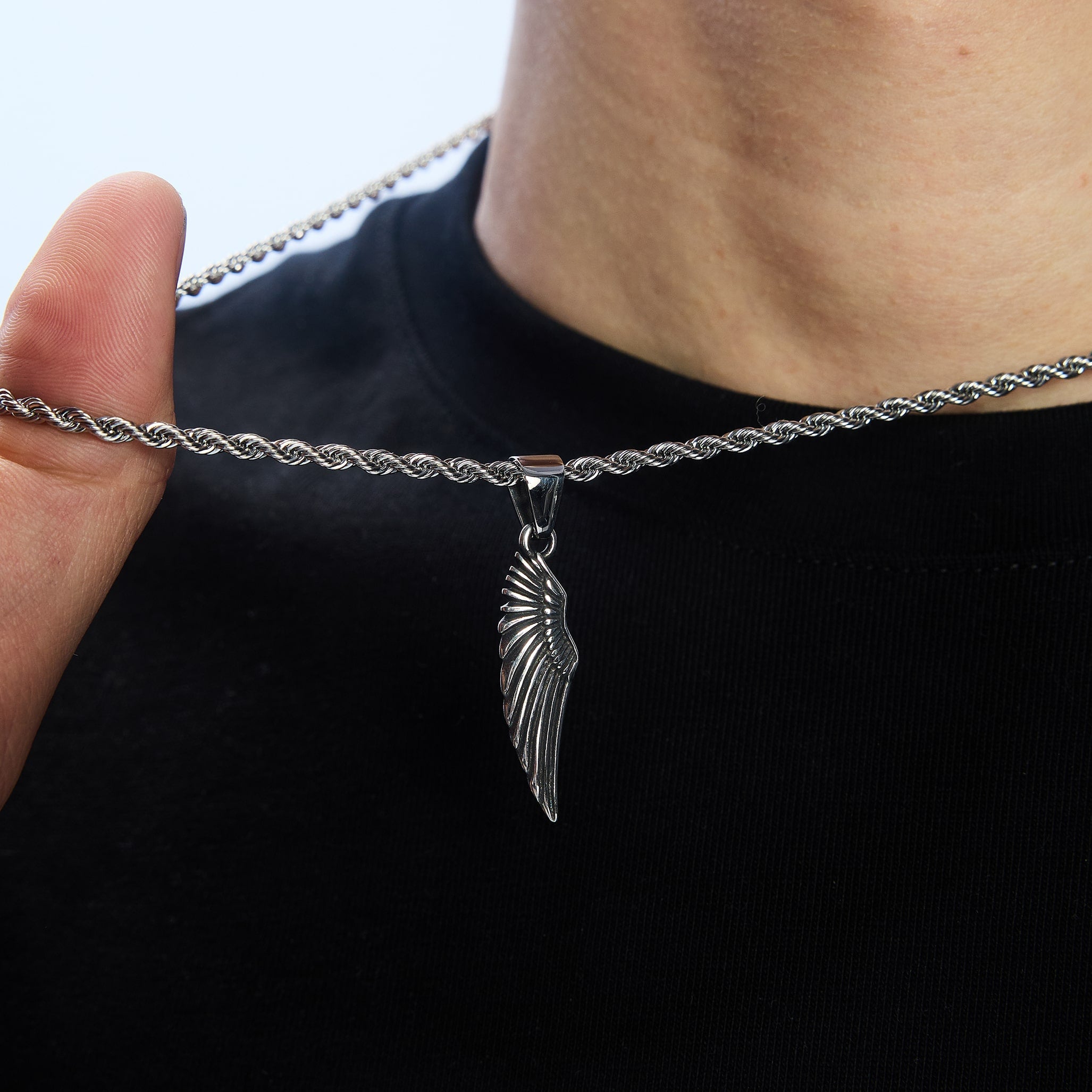 Wing Pendant, White Gold
