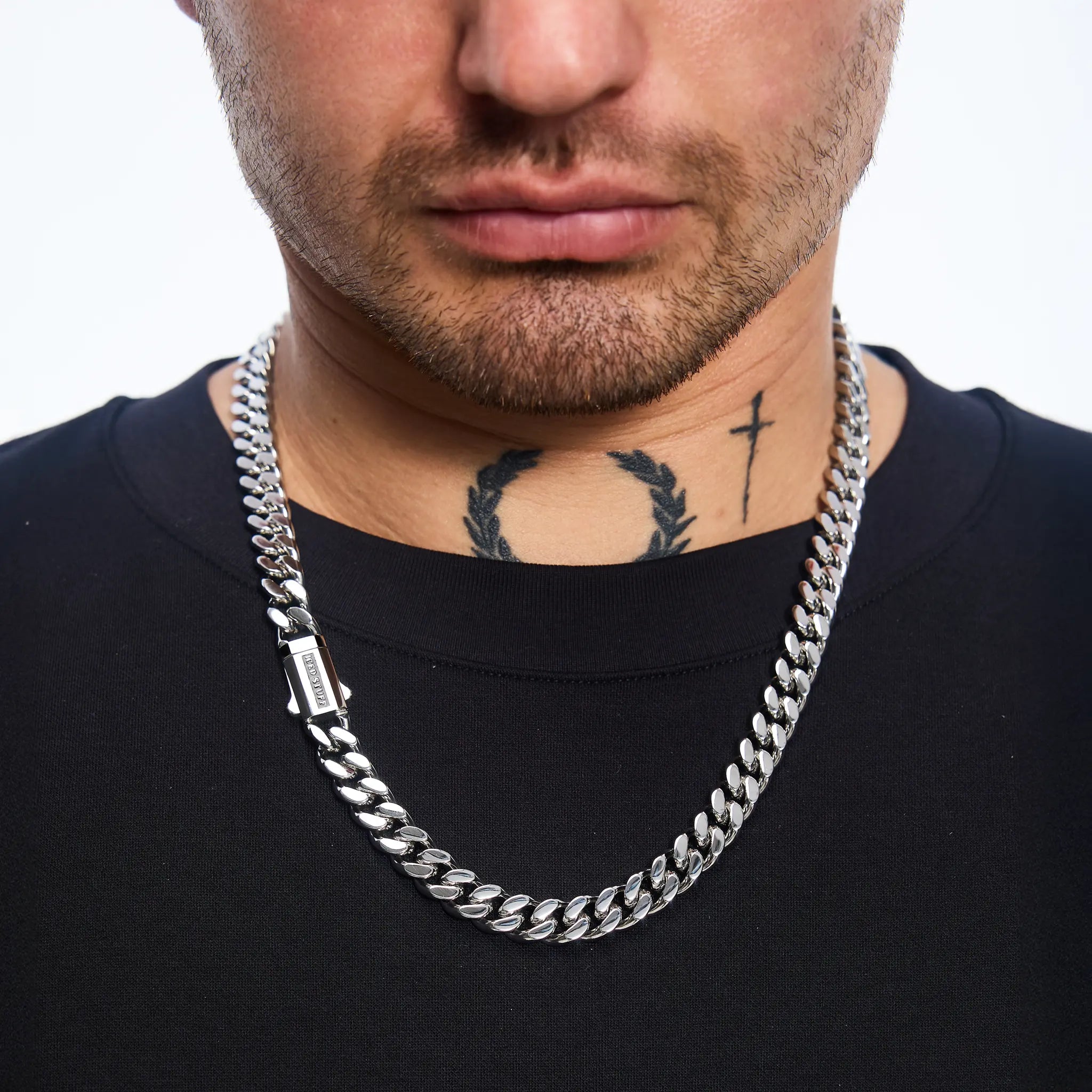 Premium Curb Cuban Link Chain 10mm White Gold