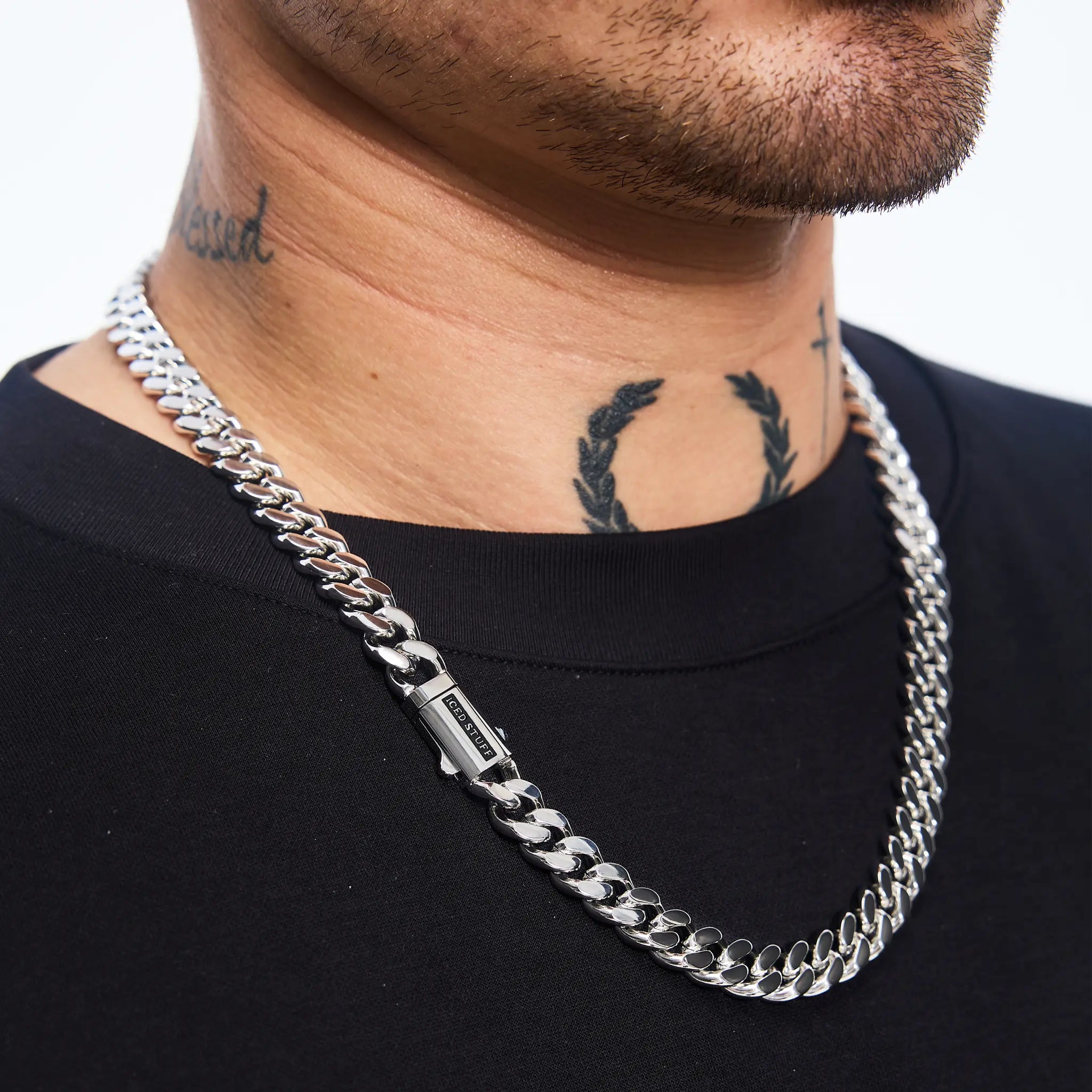 Premium Curb Cuban Link Chain 10mm White Gold