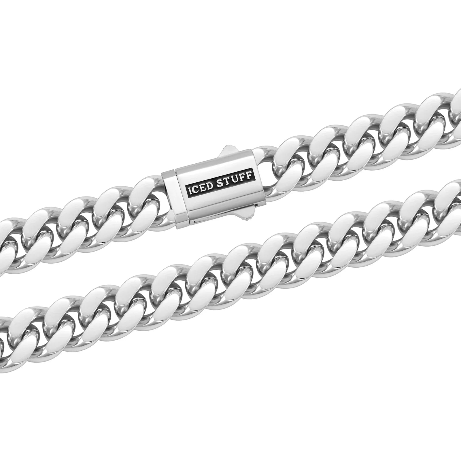 Premium Curb Cuban Link Chain 12mm White Gold