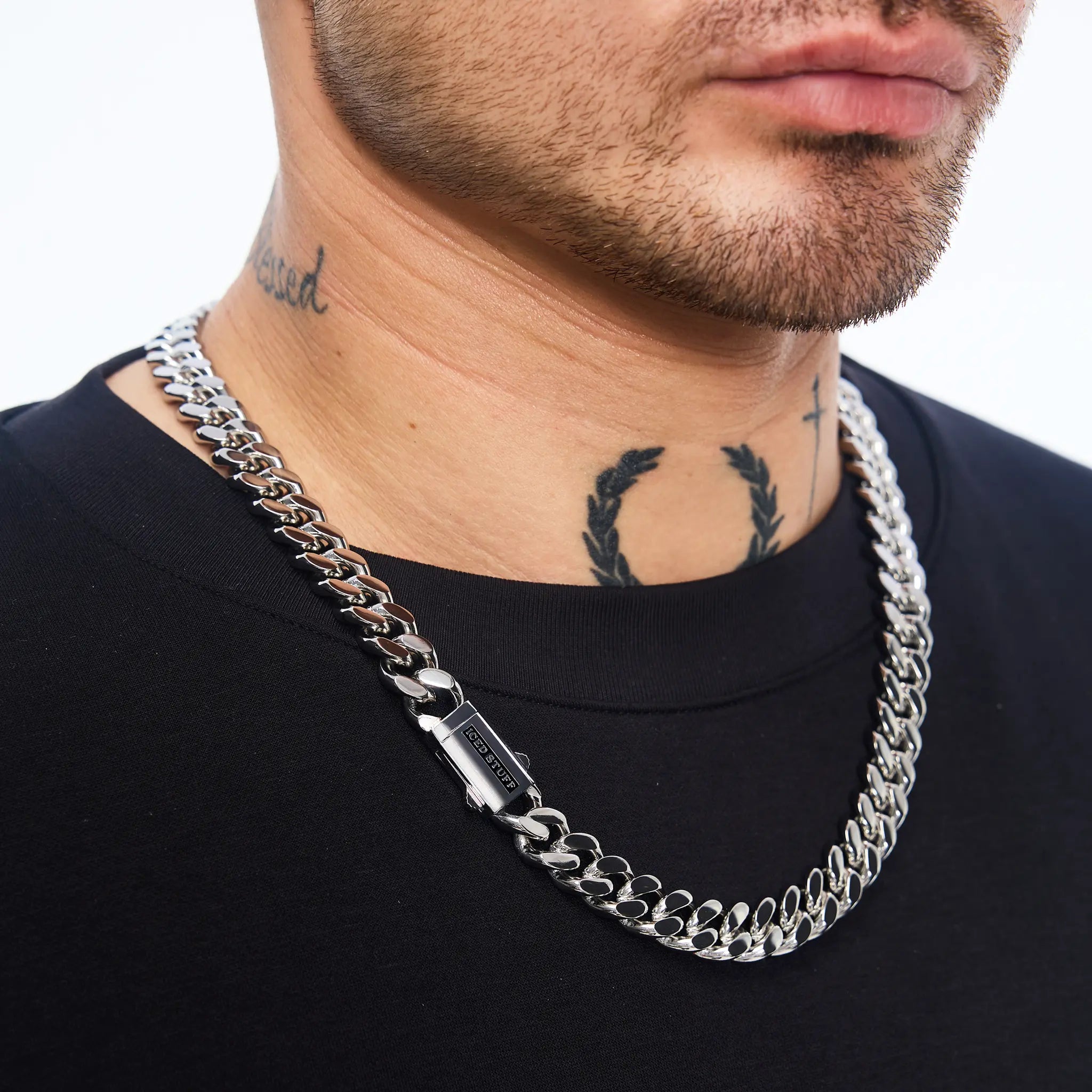 Premium Curb Cuban Link Chain 12mm White Gold