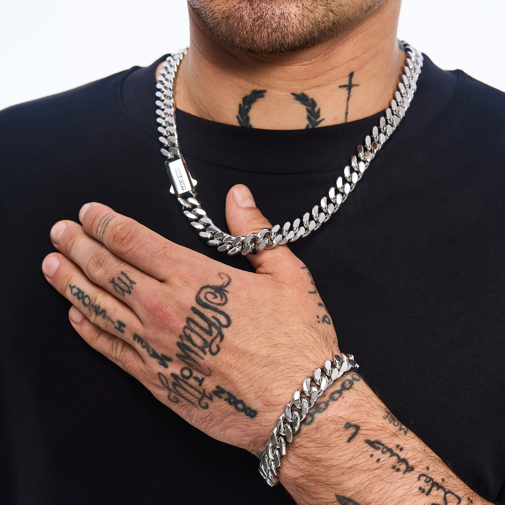 Premium Curb Cuban Link Chain 12mm White Gold