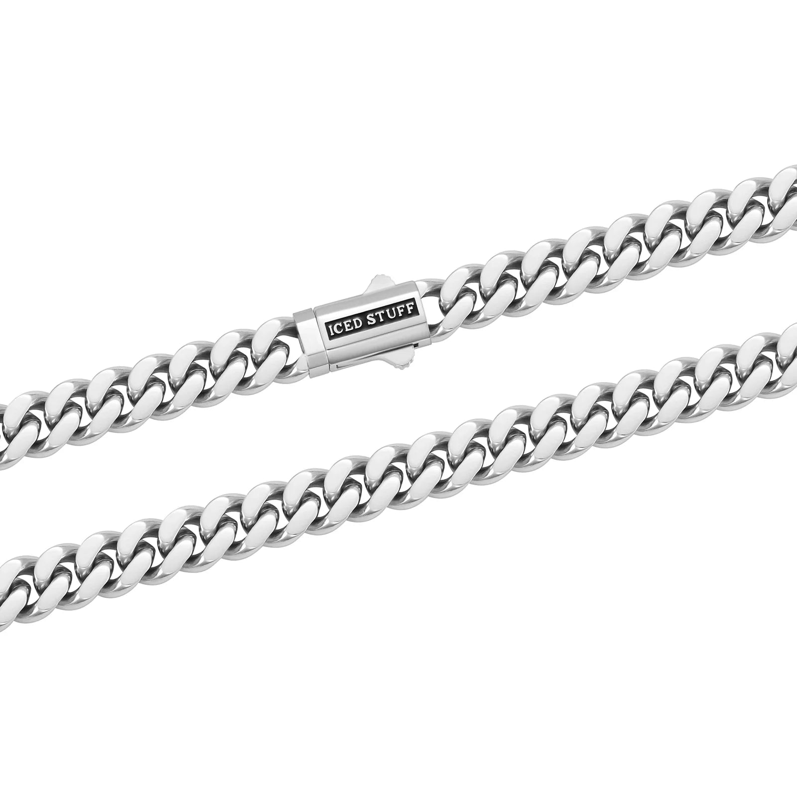 Premium Curb Cuban Link Chain 8mm White Gold