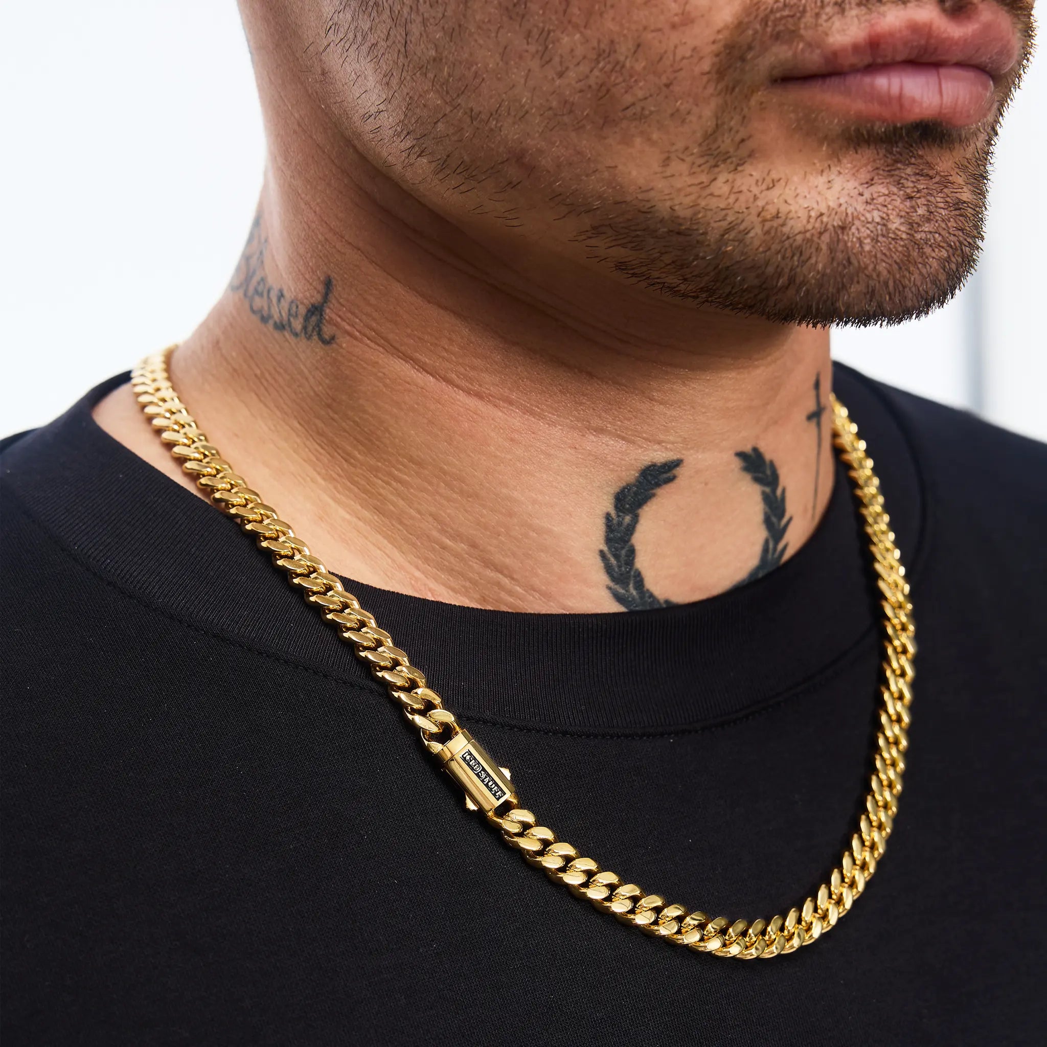 Premium Curb Cuban Link Chain 8mm Gold