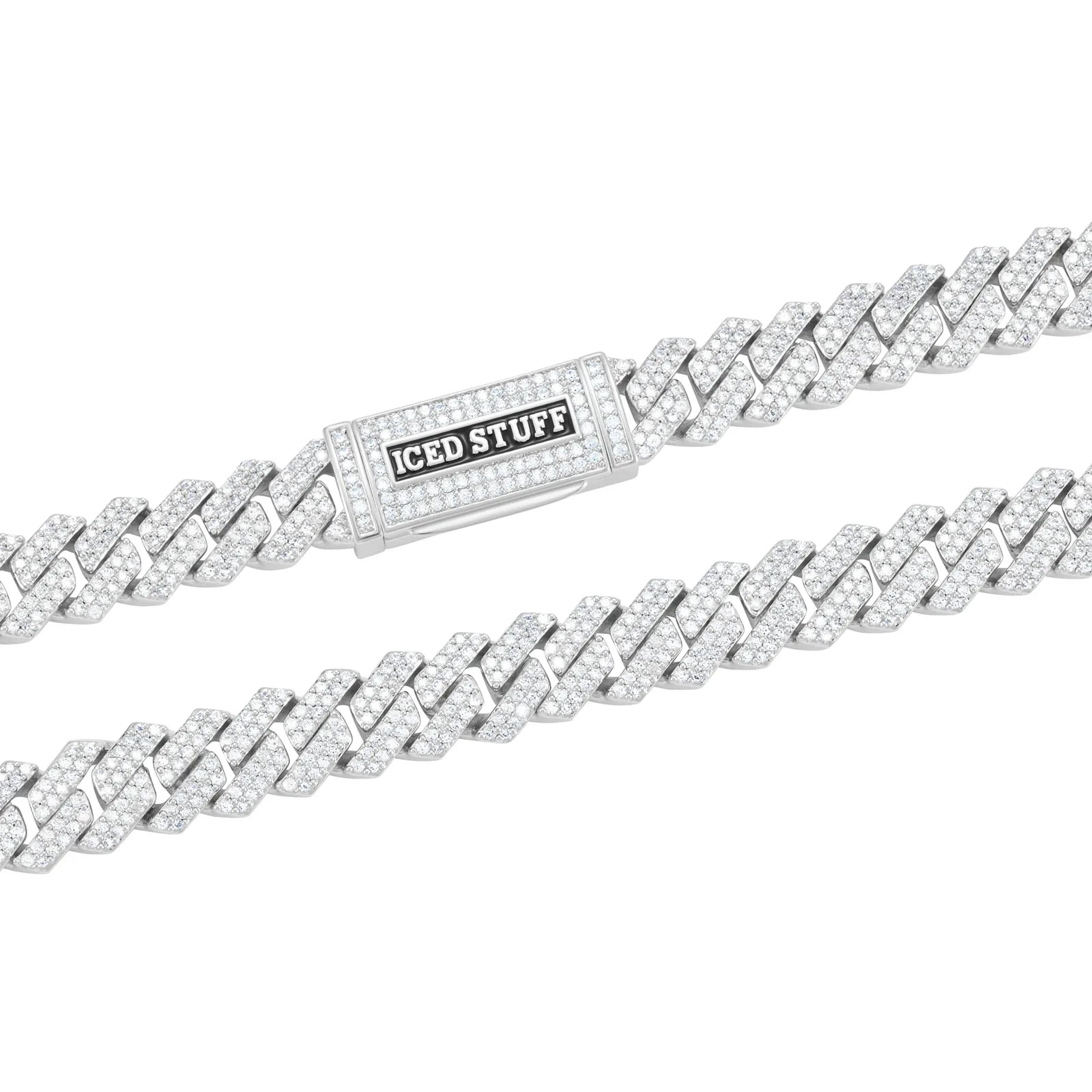 Premium Diamond Prong Cuban Link Chain 10mm White Gold