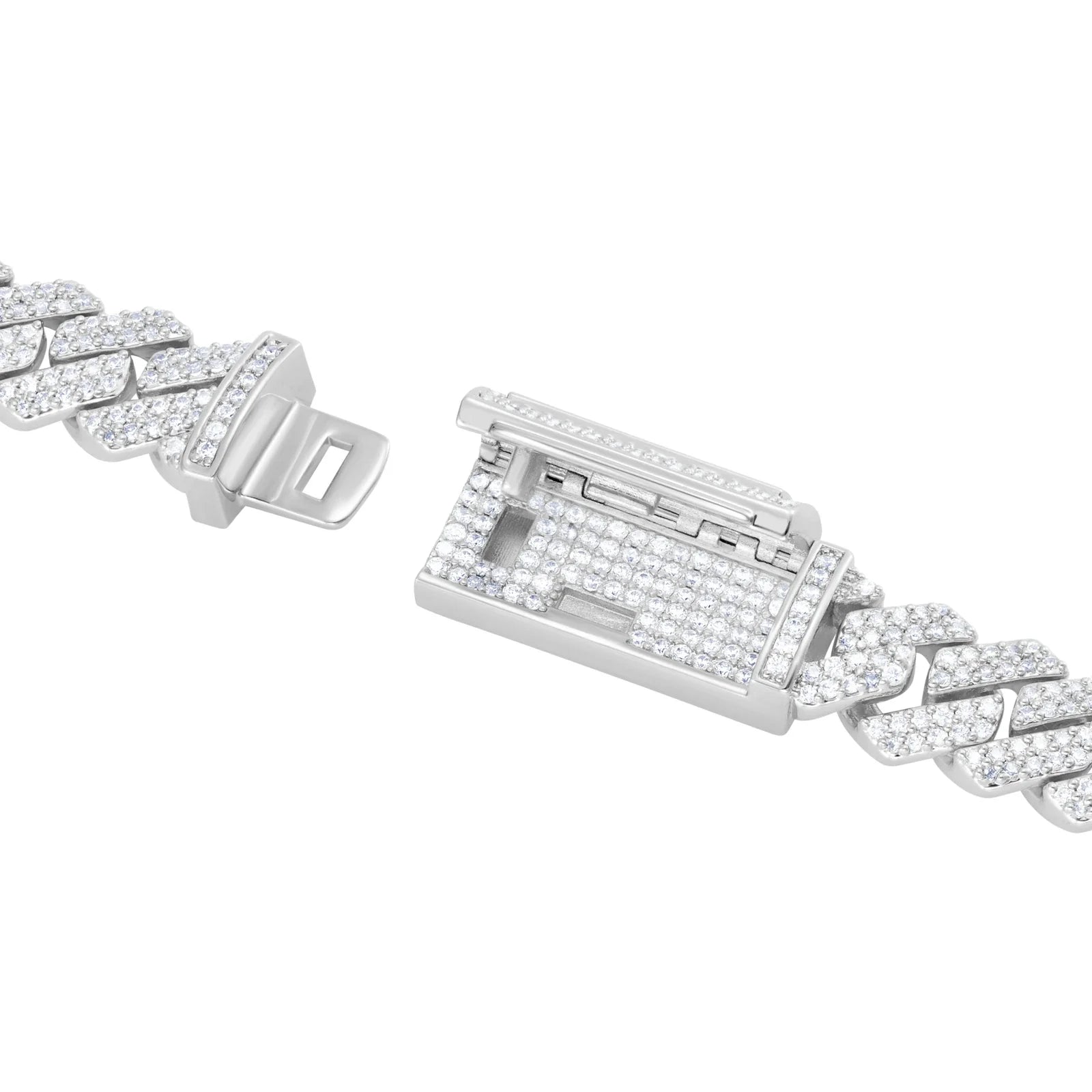Premium Diamond Prong Cuban Link Chain 10mm White Gold