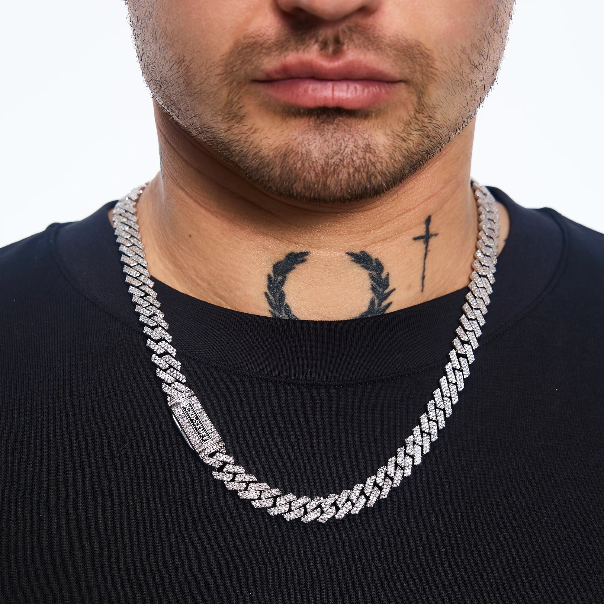 Premium Diamond Prong Cuban Link Chain 10mm White Gold