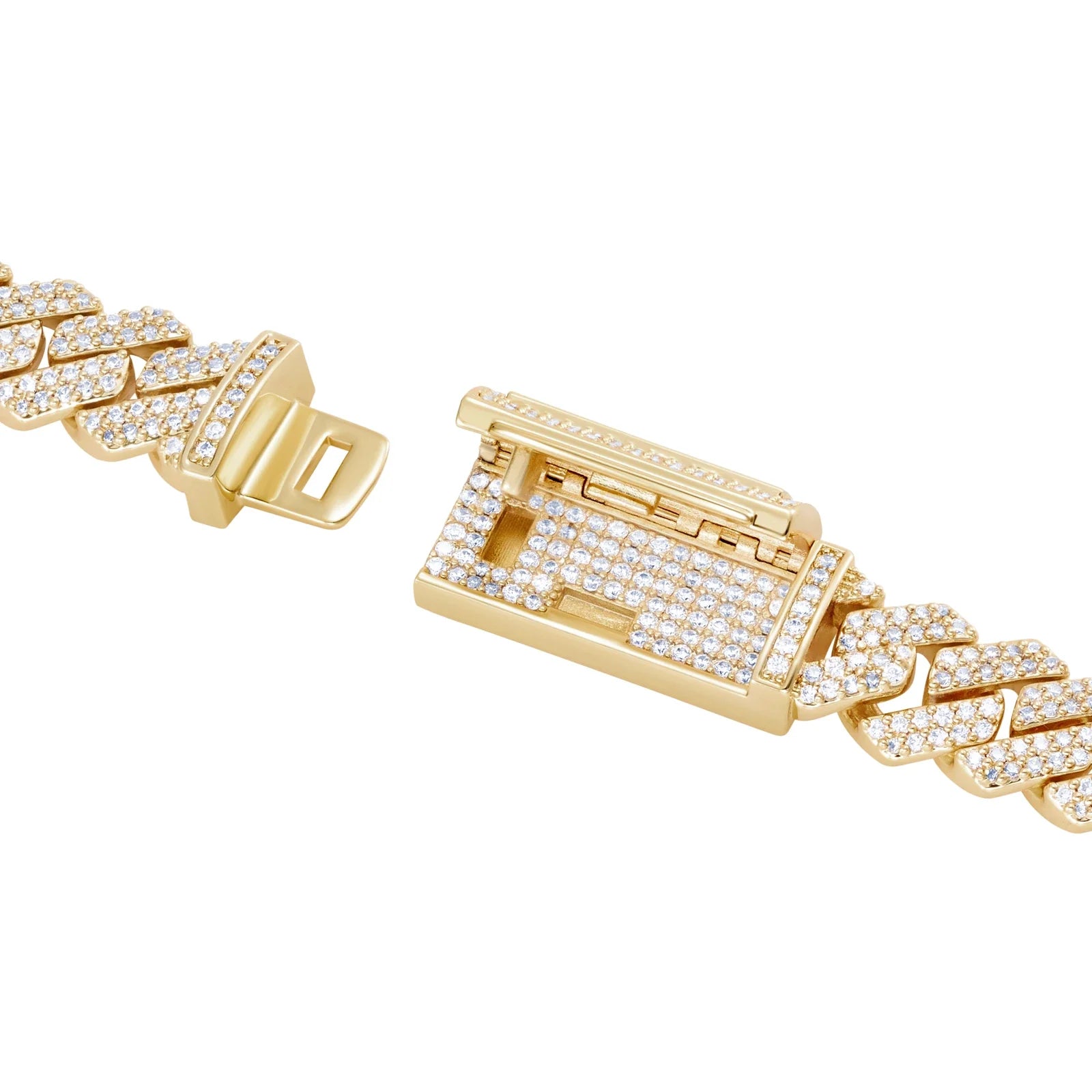 Premium Diamond Prong Cuban Link Chain 10mm Gold