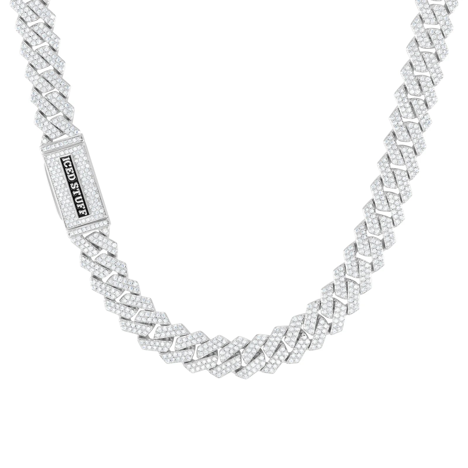 Premium Diamond Prong Cuban Link Chain 12mm White Gold