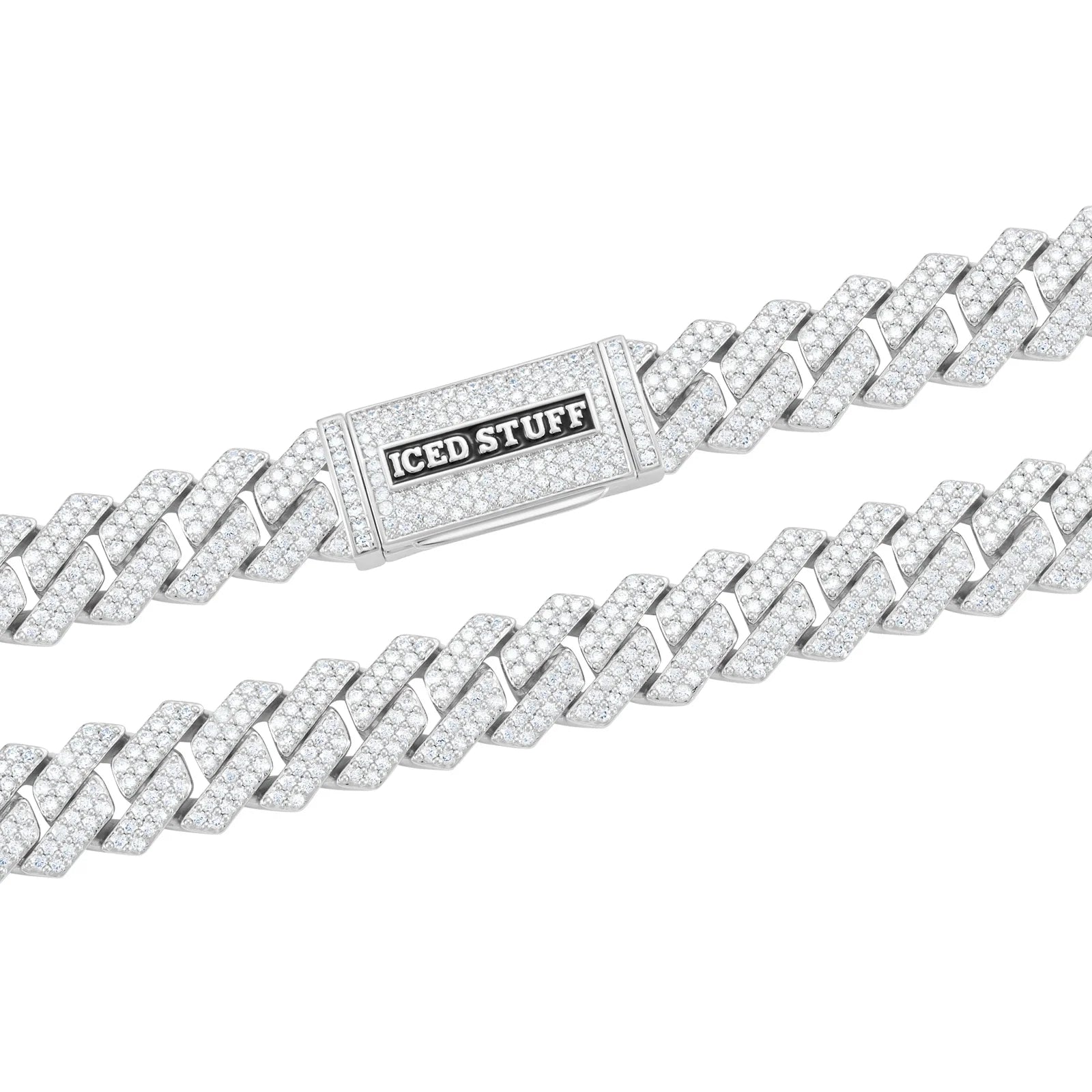 Premium Diamond Prong Cuban Link Chain 12mm White Gold
