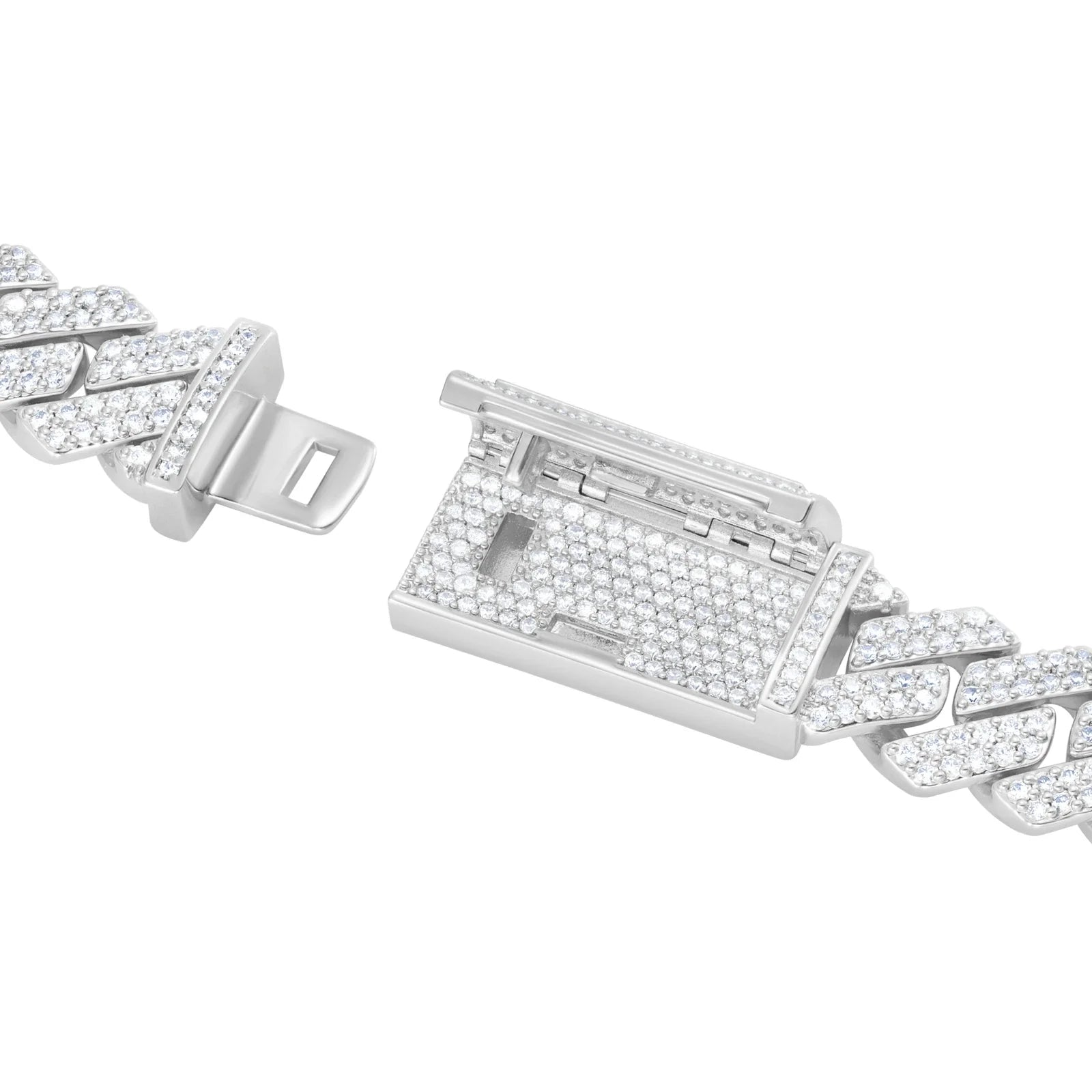 Premium Diamond Prong Cuban Link Bracelet 12mm White Gold