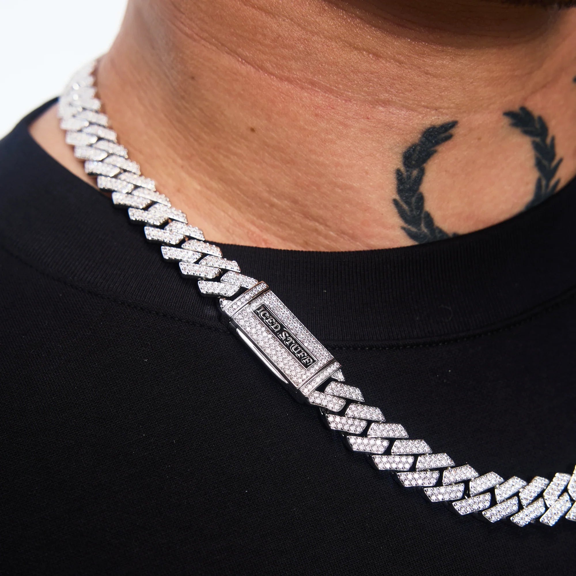 Premium Diamond Prong Cuban Link Chain 12mm White Gold