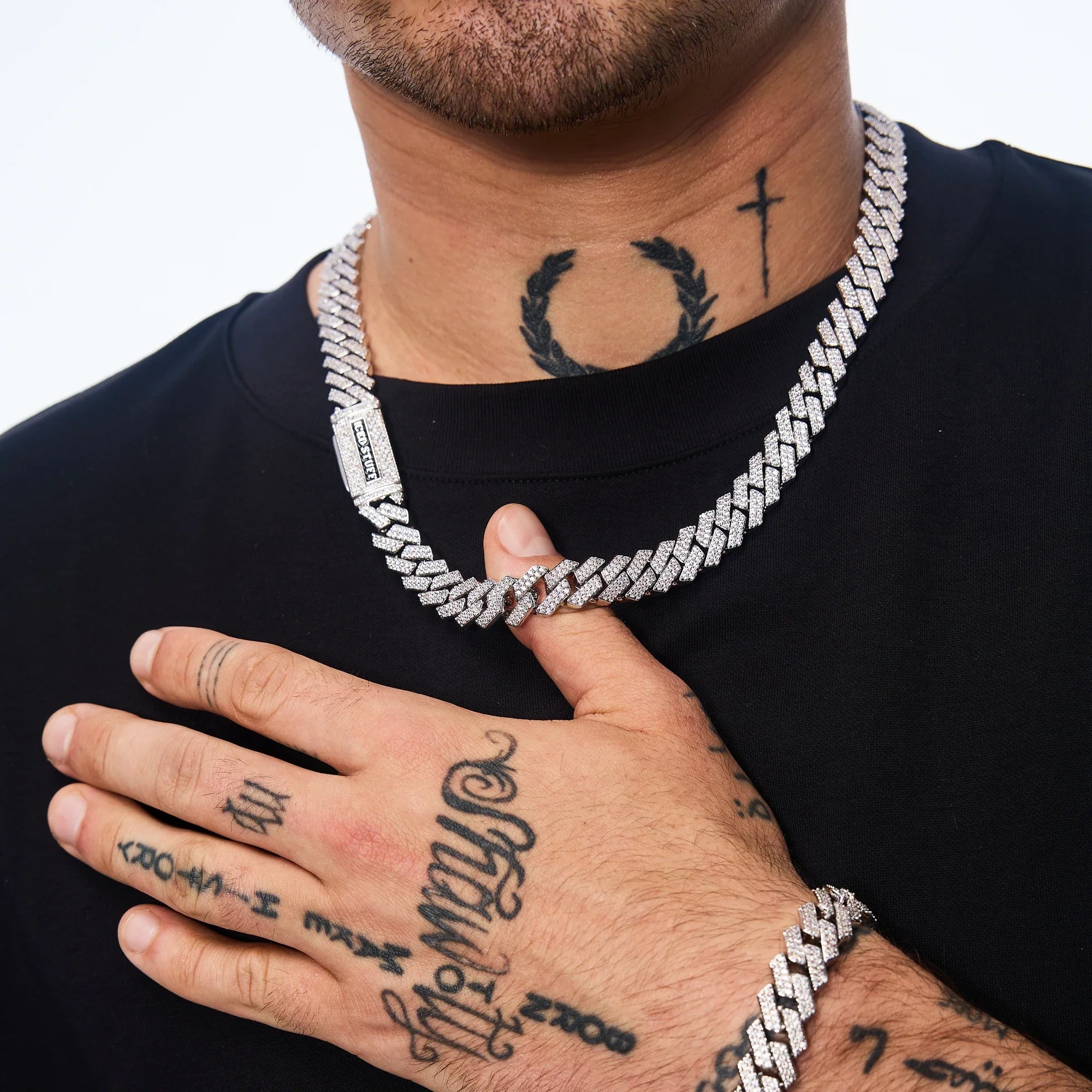 Premium Diamond Prong Cuban Link Chain 12mm White Gold