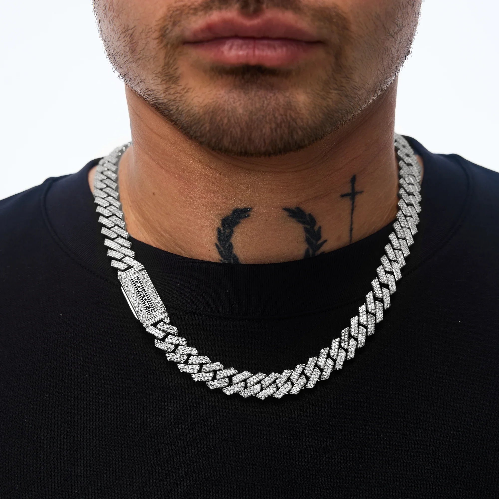 Premium Diamond Prong Cuban Link Chain 12mm White Gold