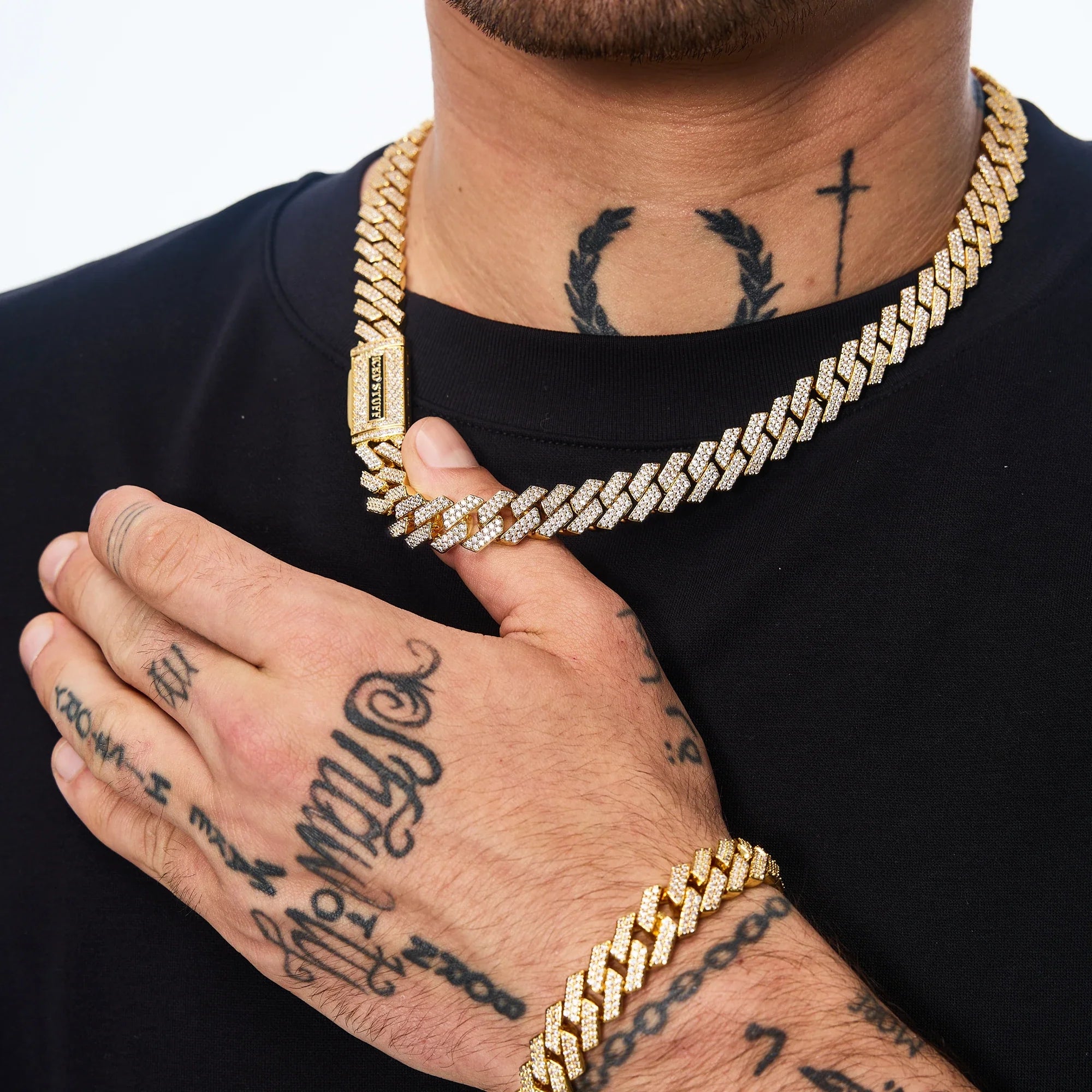 Premium Diamond Prong Cuban Link Chain 12mm Gold