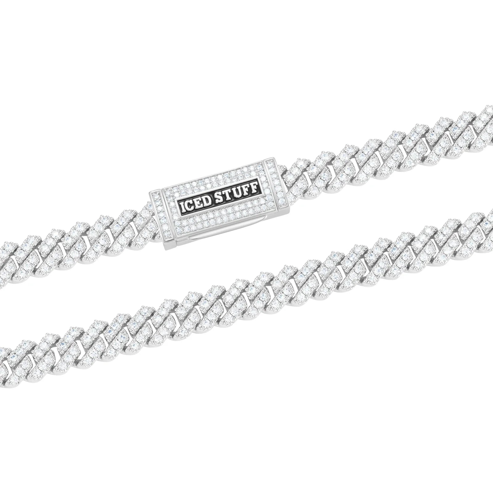 Premium Diamond Prong Cuban Link Chain 8mm White Gold