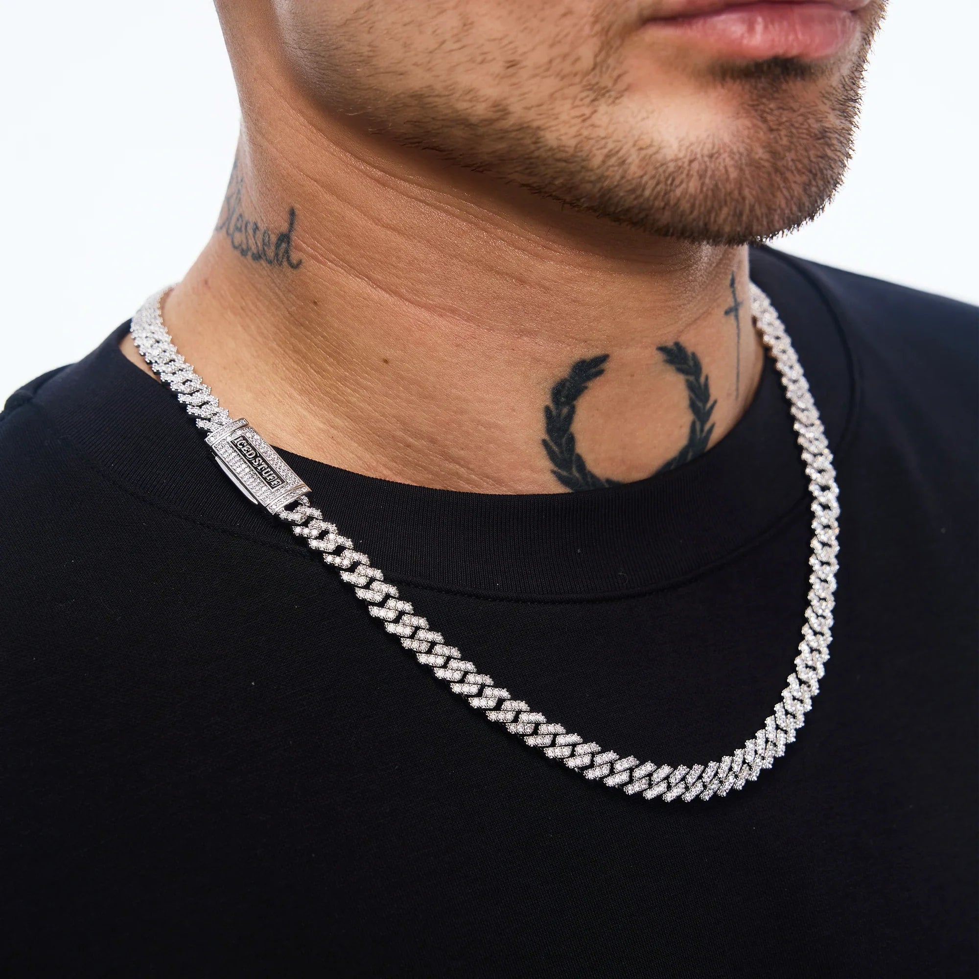 Premium Diamond Prong Cuban Link Chain 8mm White Gold