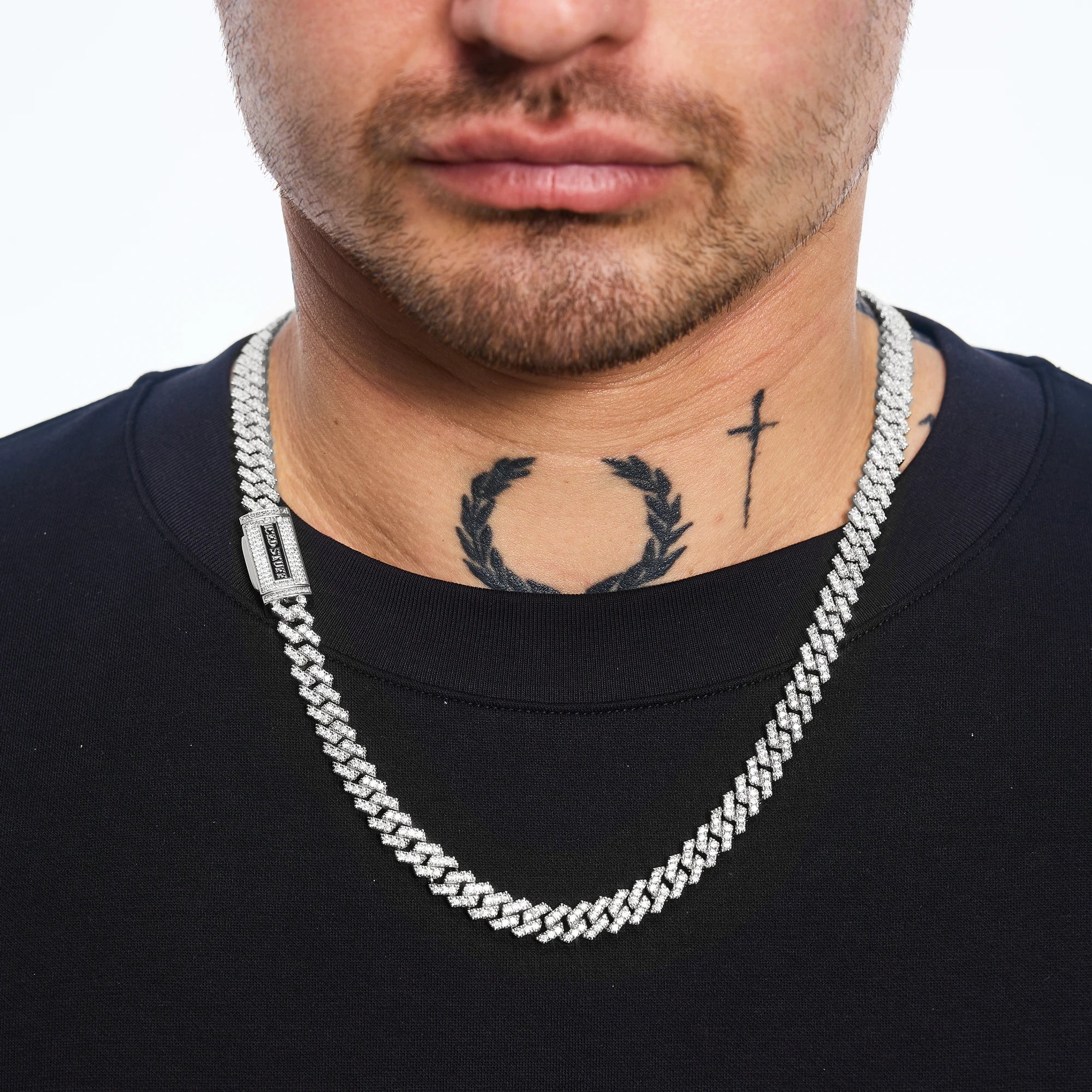 Premium Diamond Prong Cuban Link Chain 8mm White Gold