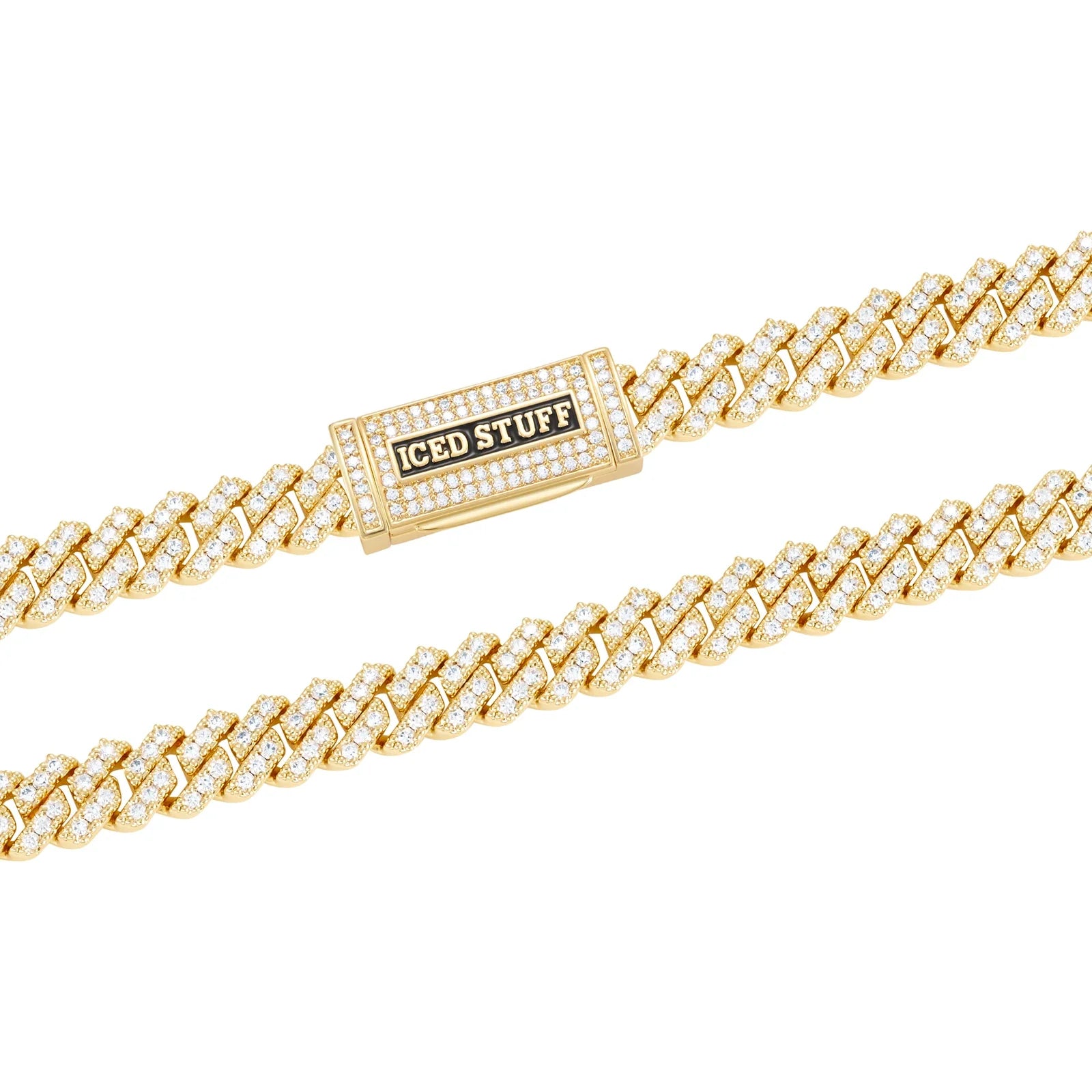Premium Diamond Prong Cuban Link Chain 8mm Gold