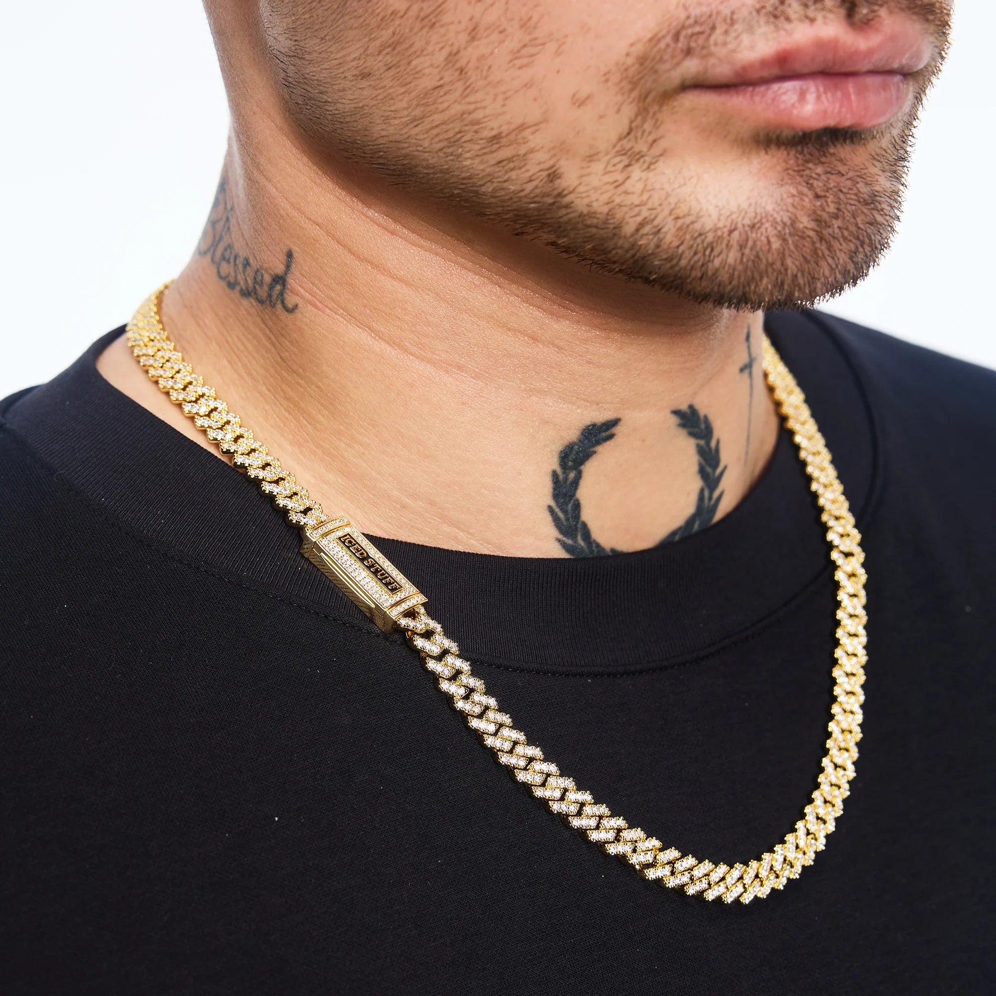 Premium Diamond Prong Cuban Link Chain 8mm Gold