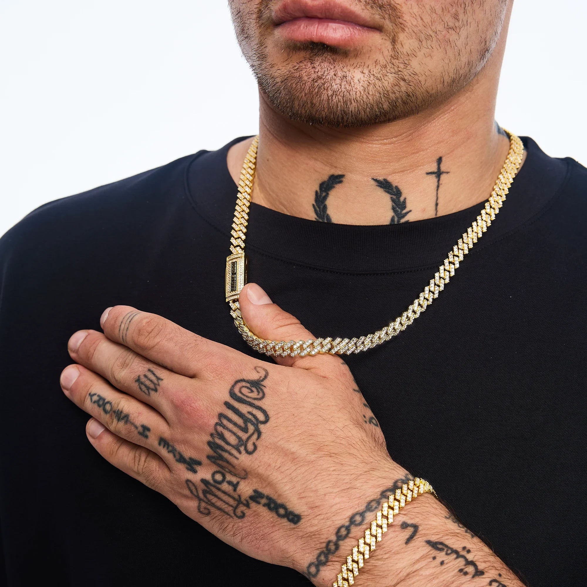 Premium Diamond Prong Cuban Link Chain 8mm Gold