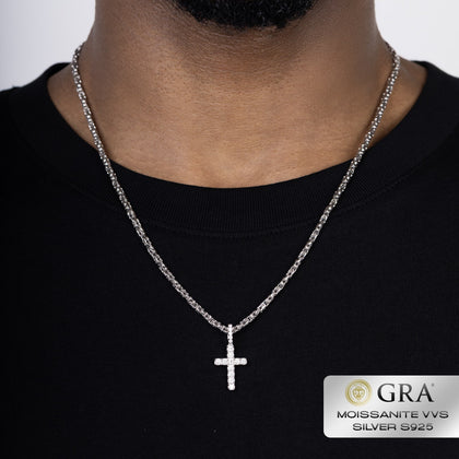 Pendentif en or blanc S925 avec micro diamants et moissanite VVS