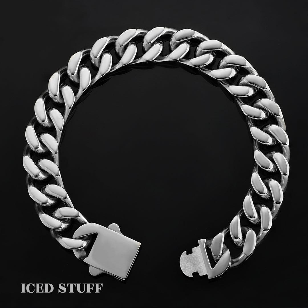 CURB CUBAN LINK 12MM BIAŁE ZŁOTO - ICED STUFF COM