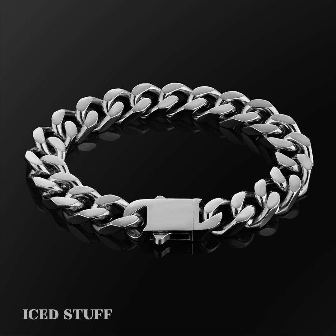 CURB CUBAN LINK 12MM BIAŁE ZŁOTO - ICED STUFF COM