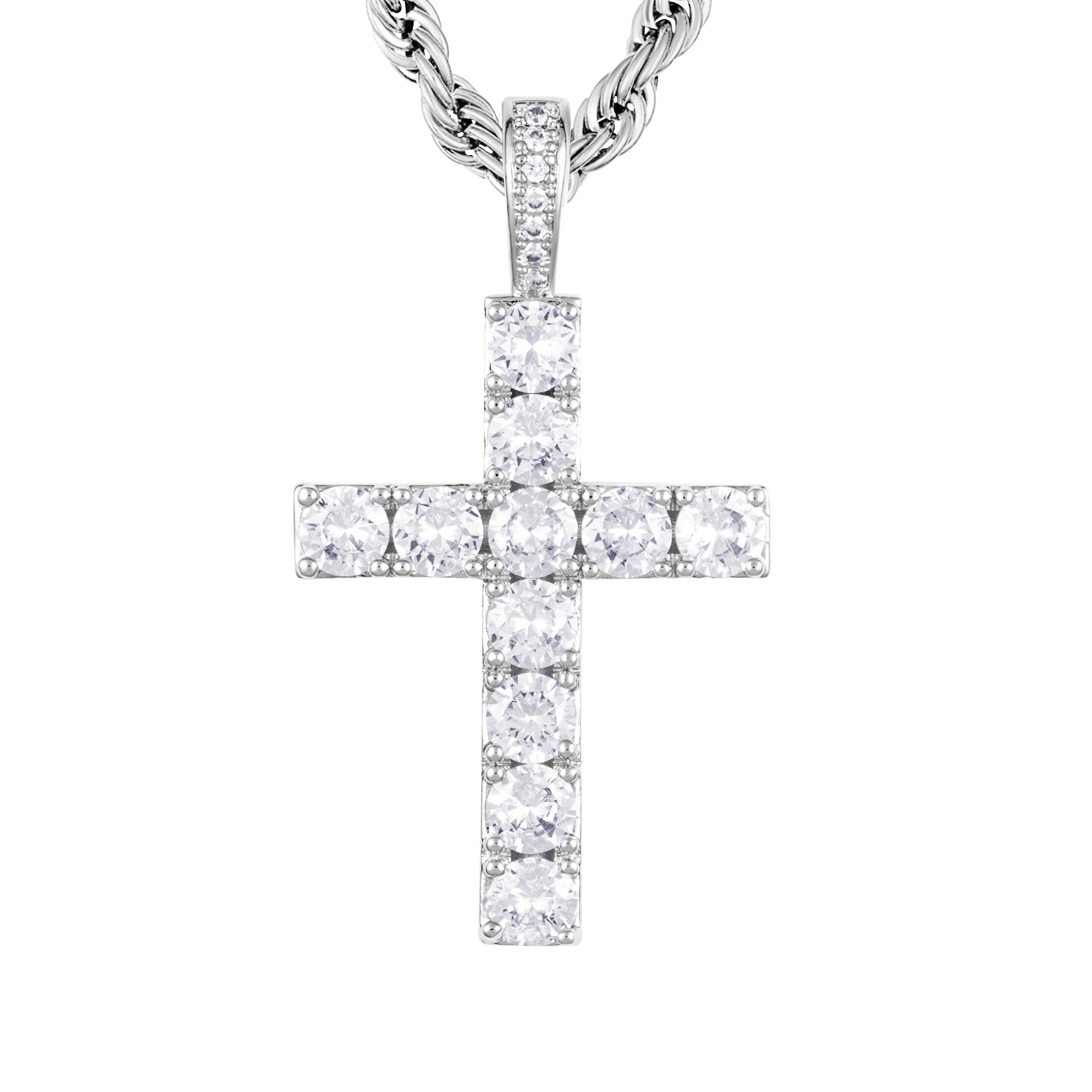 Diamond Cross White Gold - ICED STUFF COM