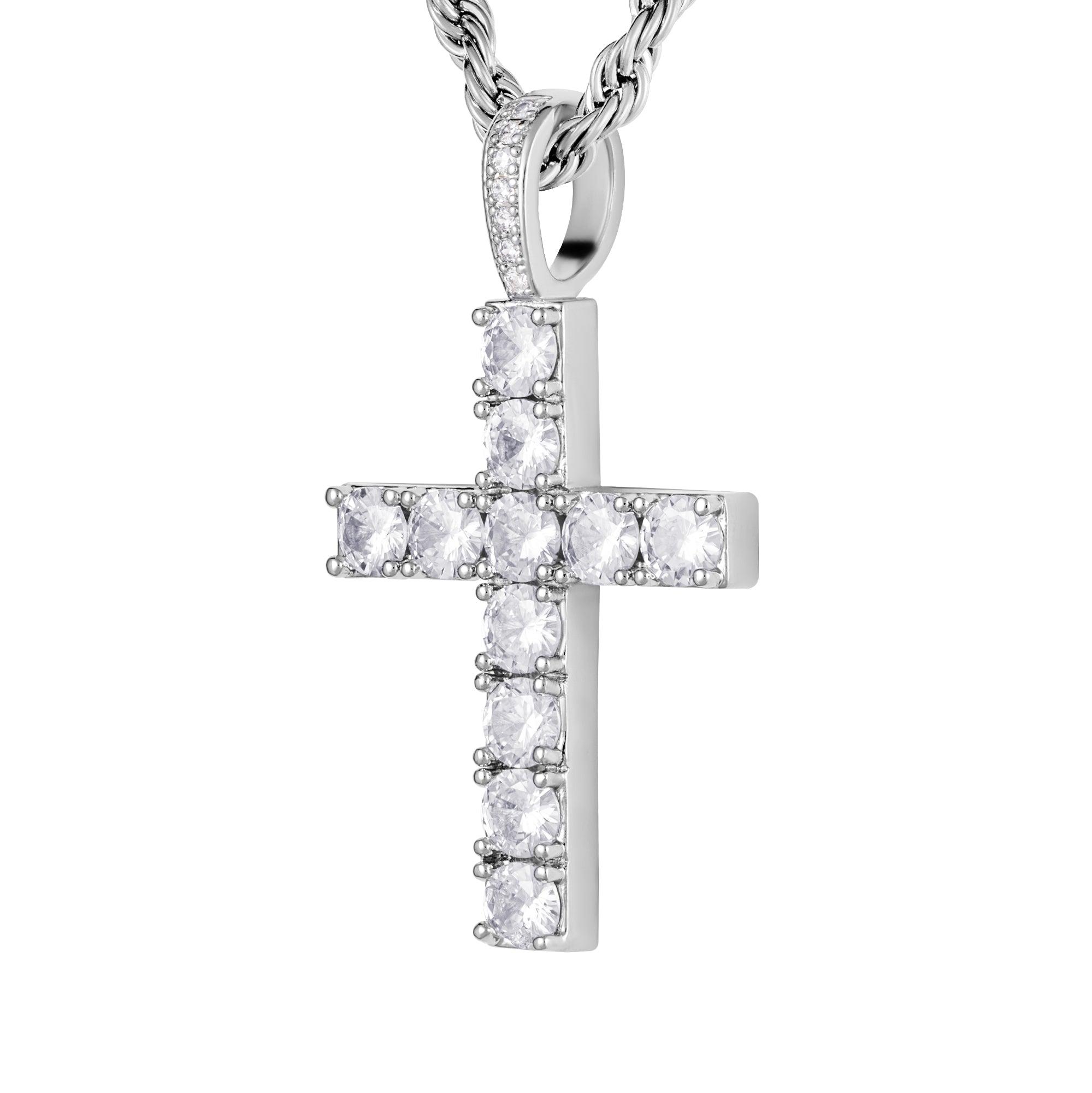 Diamond Cross White Gold - ICED STUFF COM