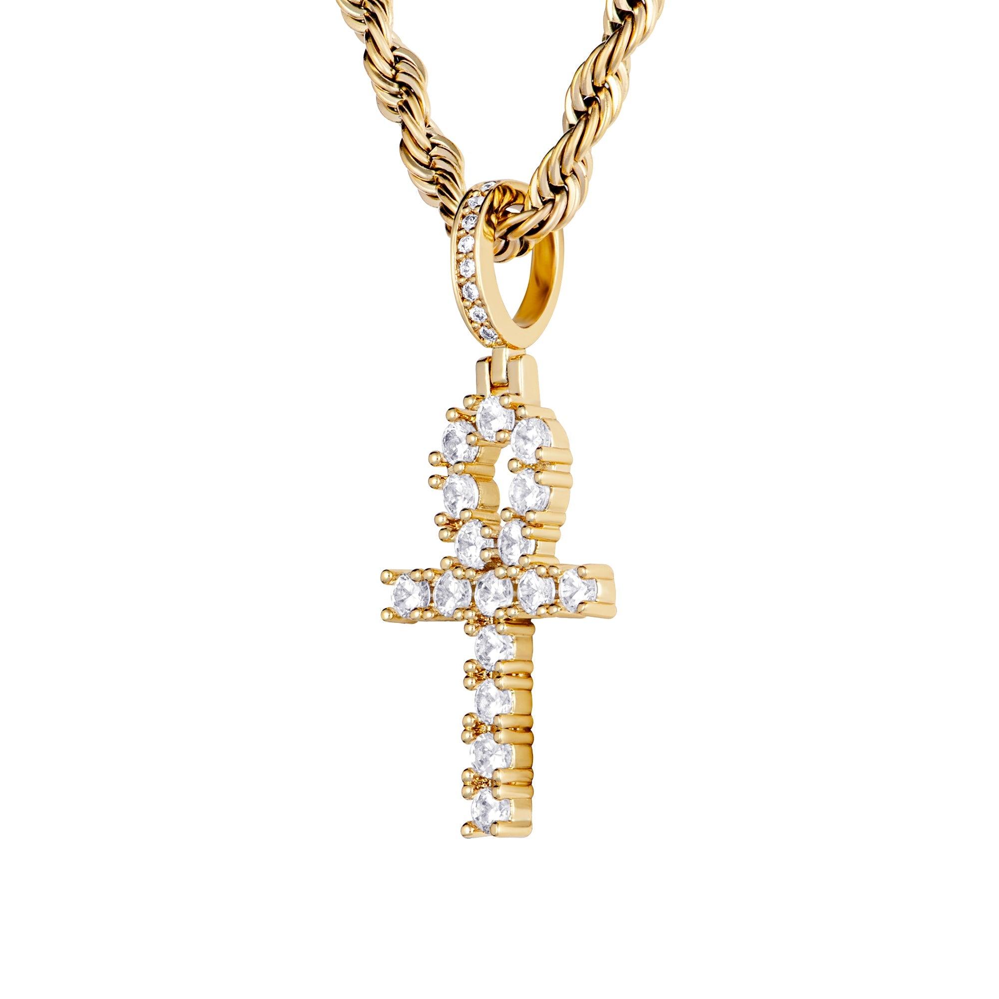Micro Ankh Cross Gold - ICED STUFF COM